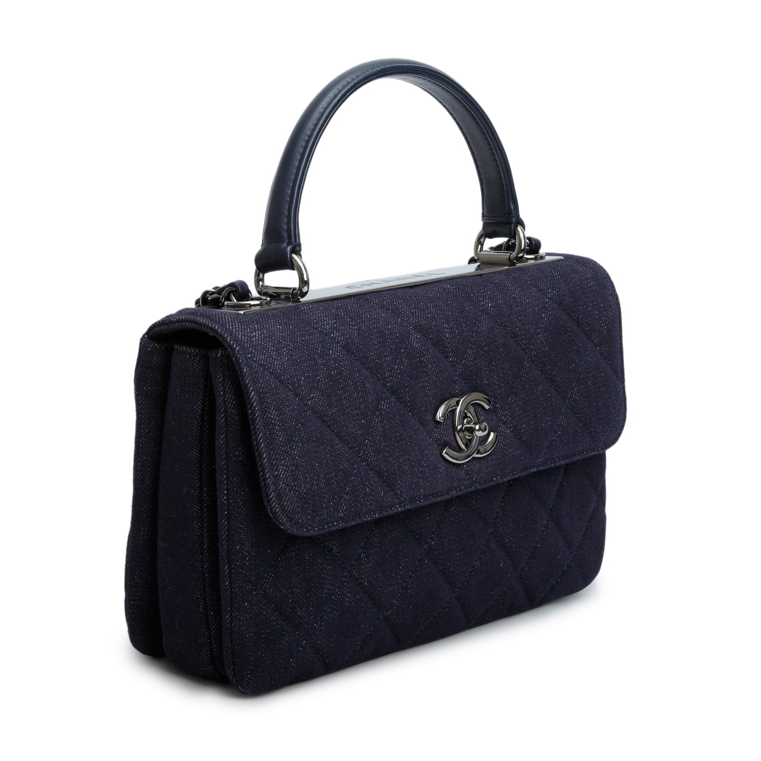 Chanel Blue Denim Quilted Small Trendy CC Dual Handle Flap w/ Authenticity Card