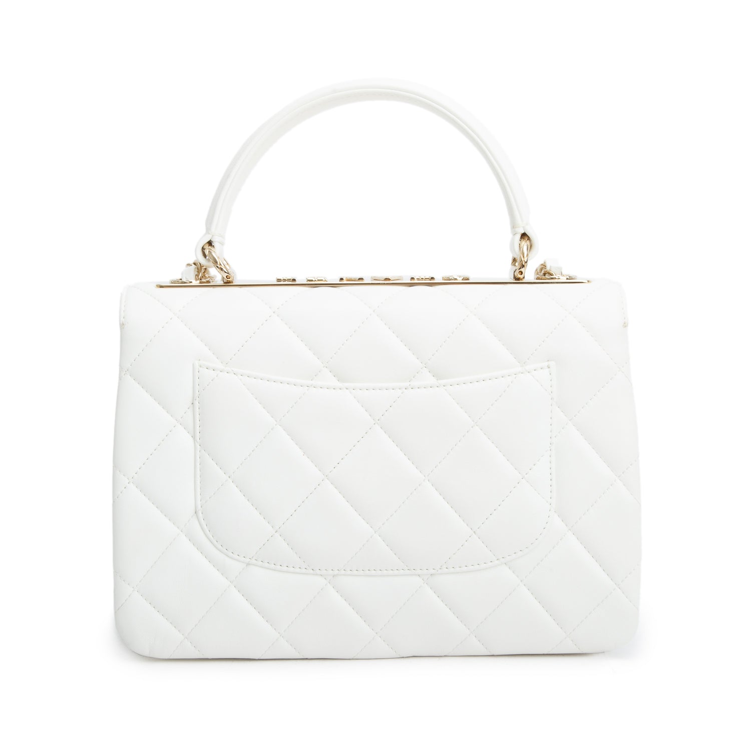 Chanel White Lambskin Quilted Trendy CC Small Top Handle Flap Bag w/ Box