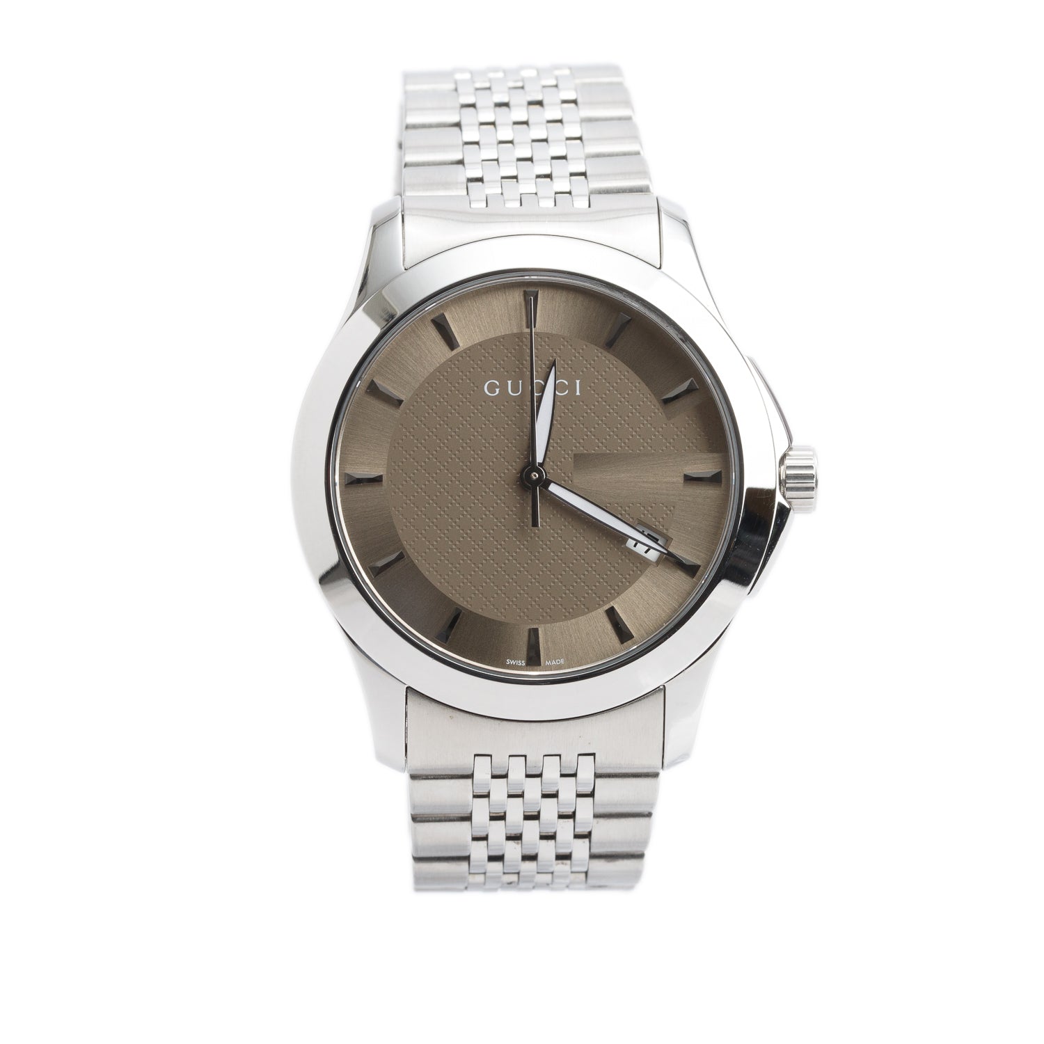 Gucci Stainless Steel G-Timeless 38 MM Quartz Watch Silver Dial w/ Box