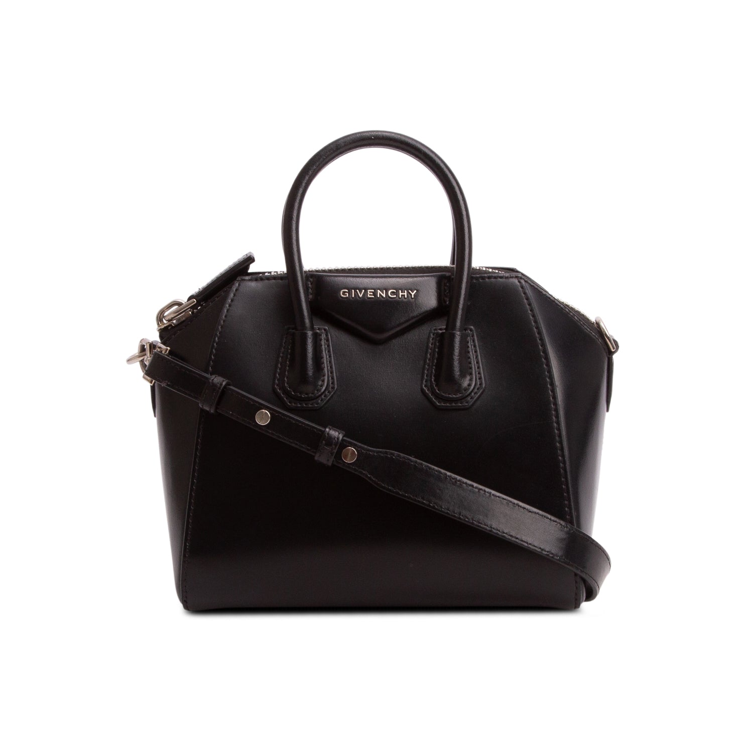 Givenchy Black Shiny Lord Leather Mini Antigona Bag w/ Strap
