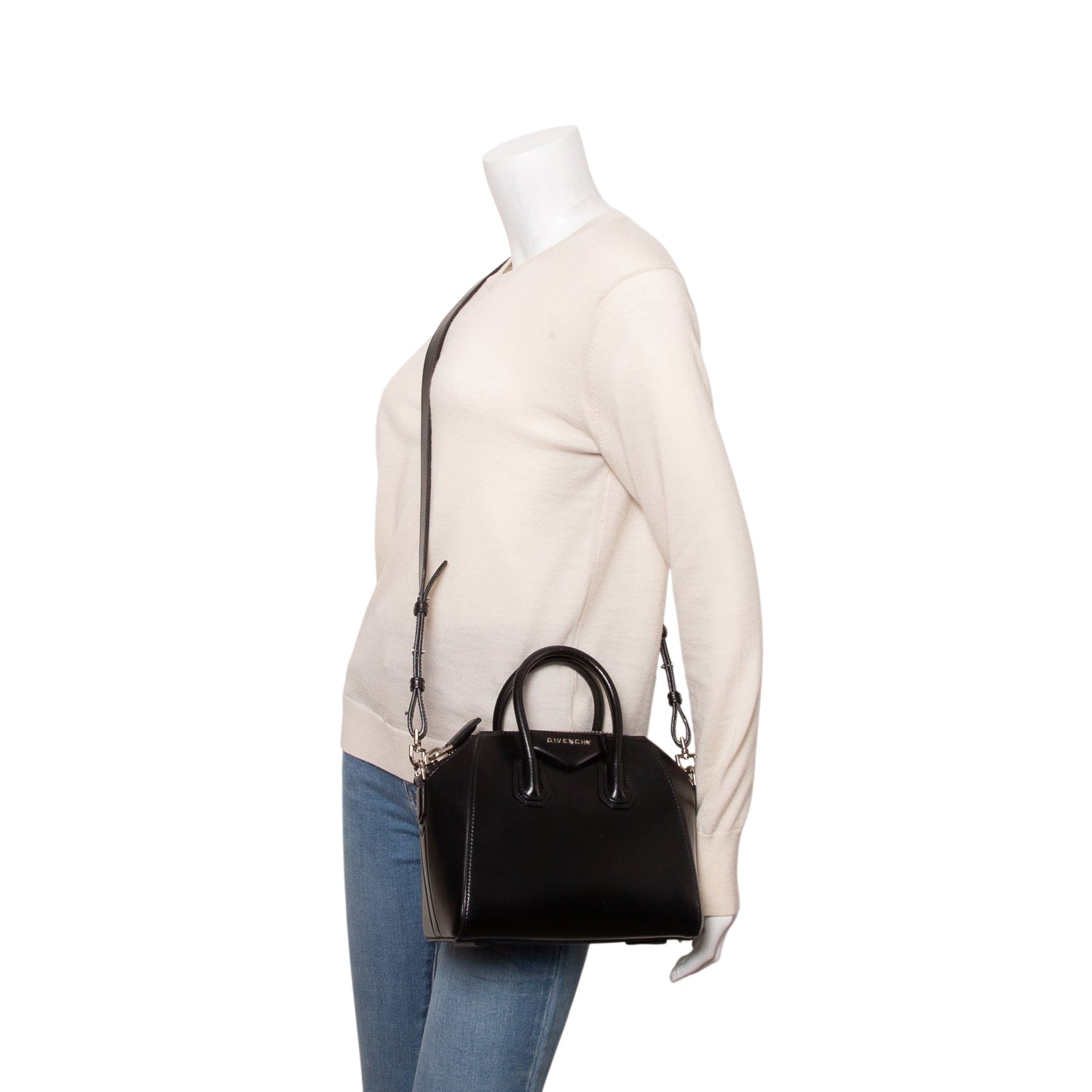 Givenchy Black Shiny Lord Leather Mini Antigona Bag w/ Strap