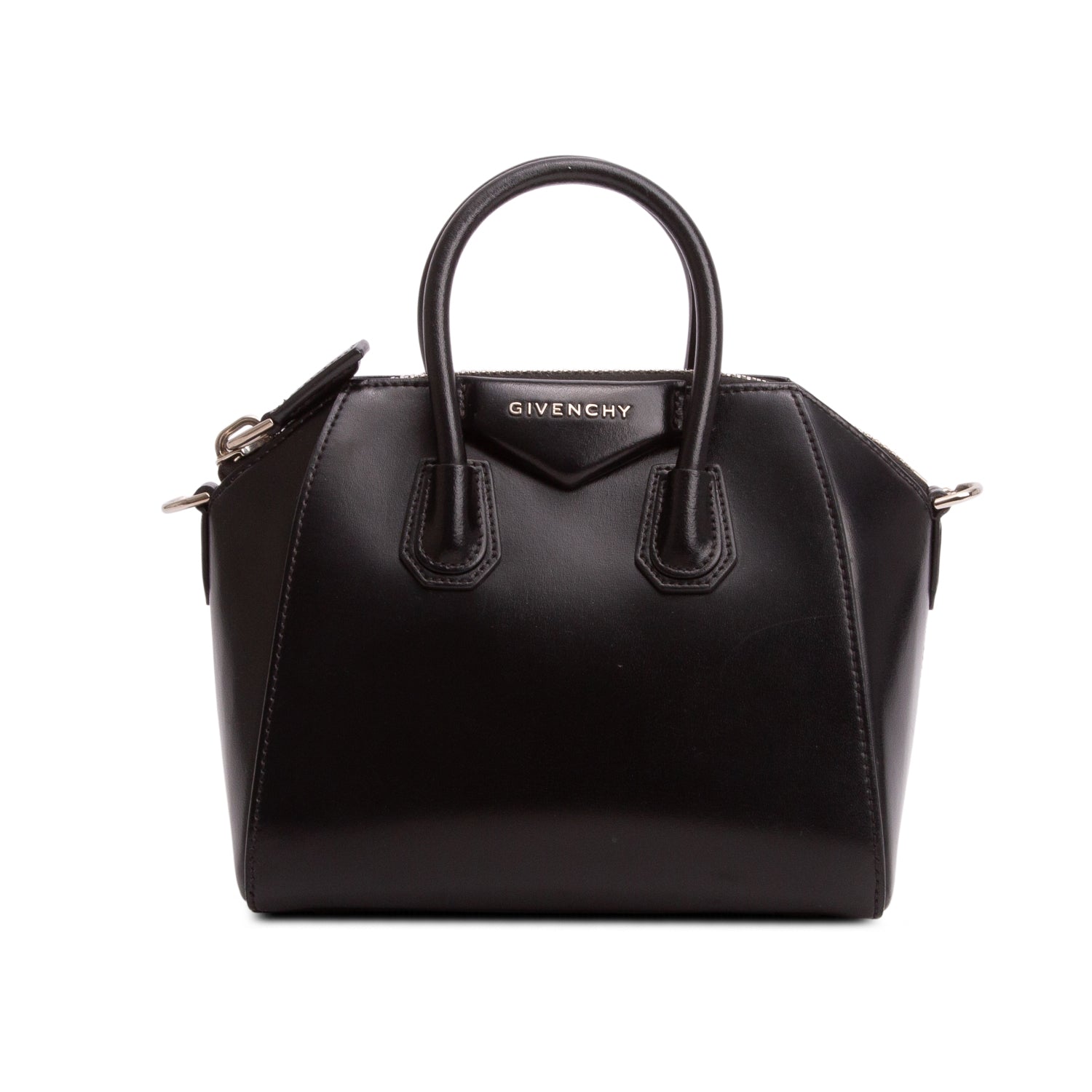 Givenchy Black Shiny Lord Leather Mini Antigona Bag w/ Strap