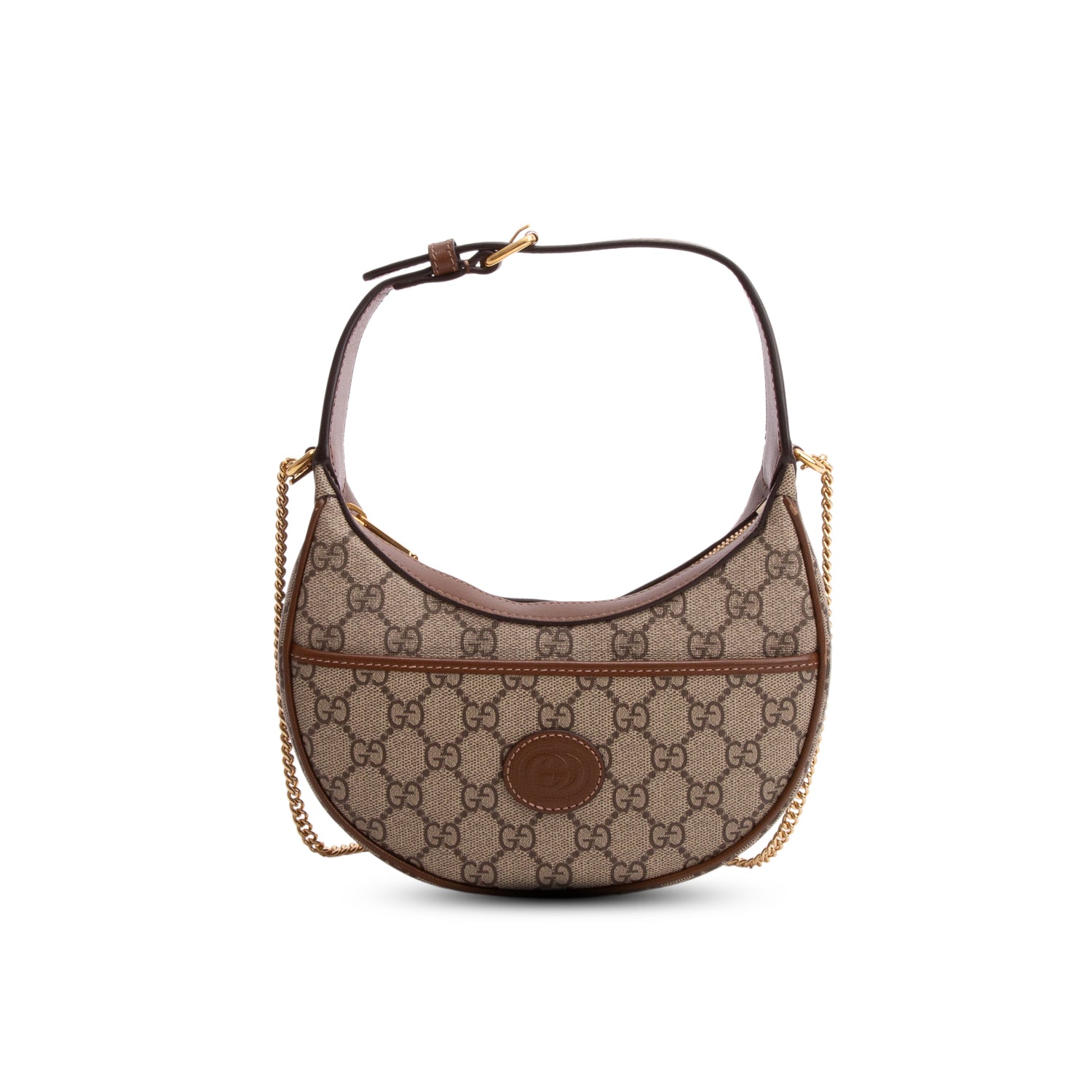 Gucci GG Supreme Monogram Mini Retro Interlocking G Half Moon Bag w/ Chain