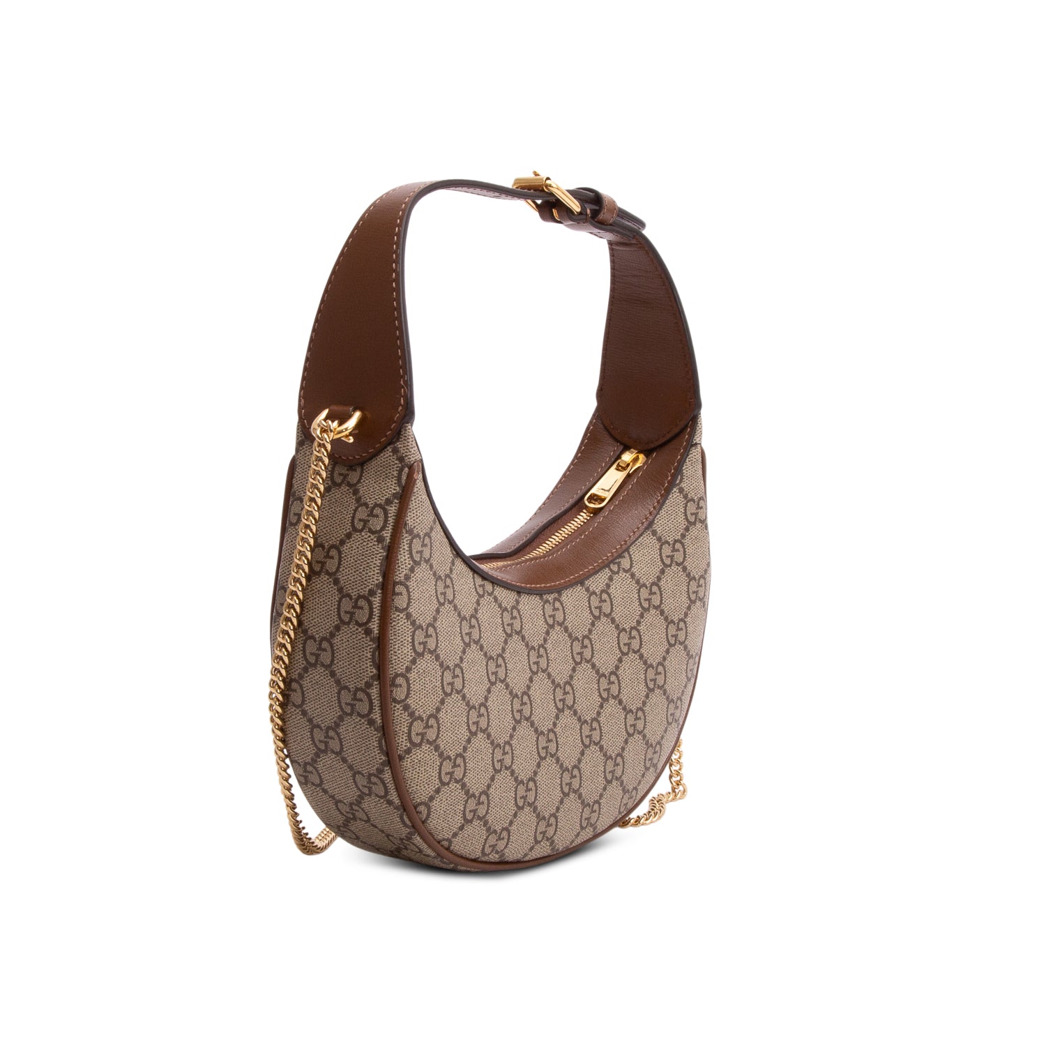 Gucci GG Supreme Monogram Mini Retro Interlocking G Half Moon Bag w/ Chain