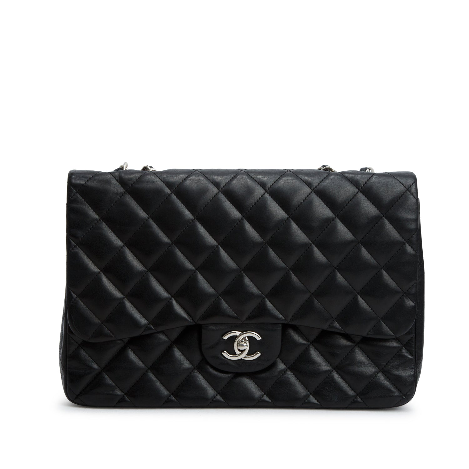 Chanel Black Lambskin Leather Classic Jumbo Single Flap Bag