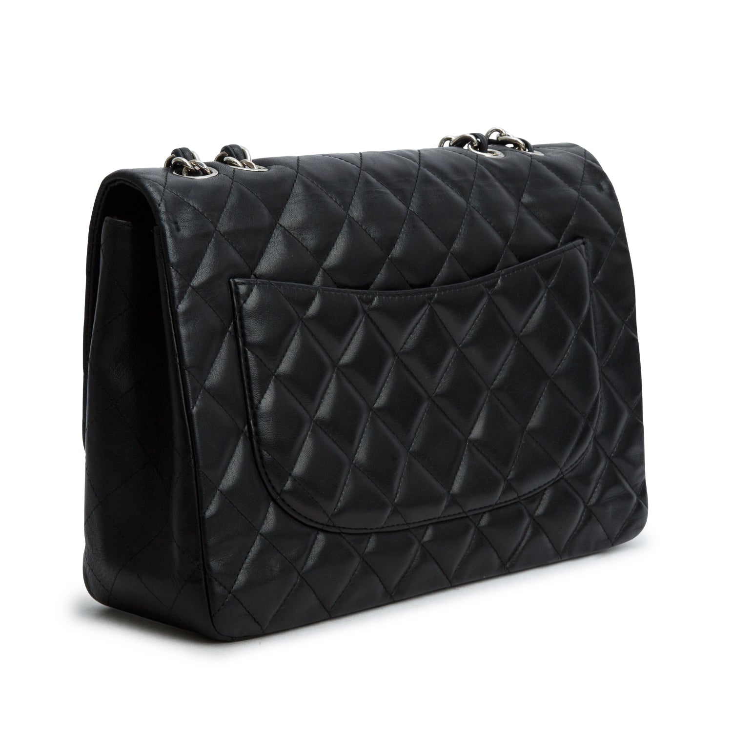 Chanel Black Lambskin Leather Classic Jumbo Single Flap Bag