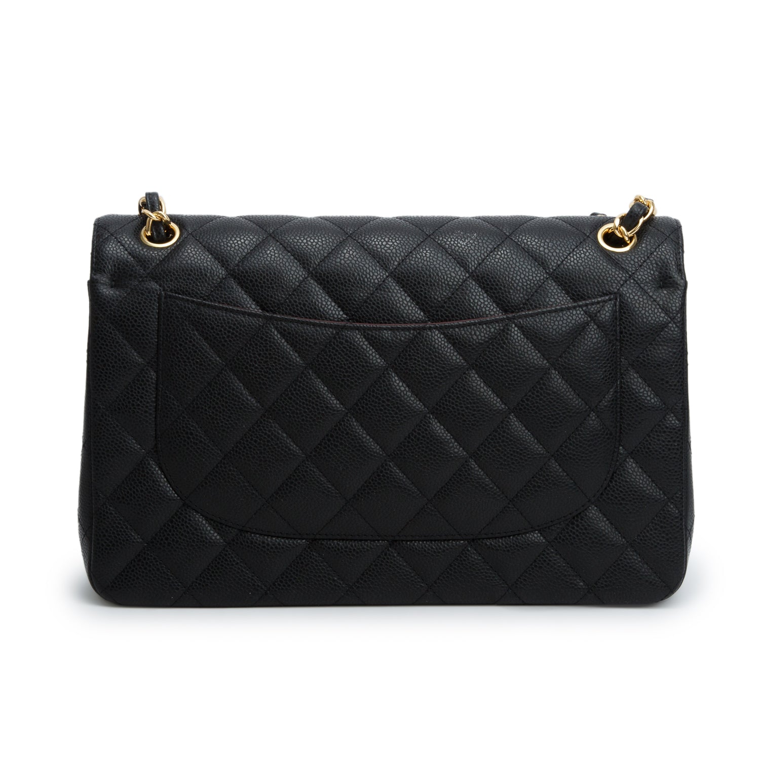 Chanel 2020 Black Quilted Caviar Leather Classic Jumbo Double Flap Bag