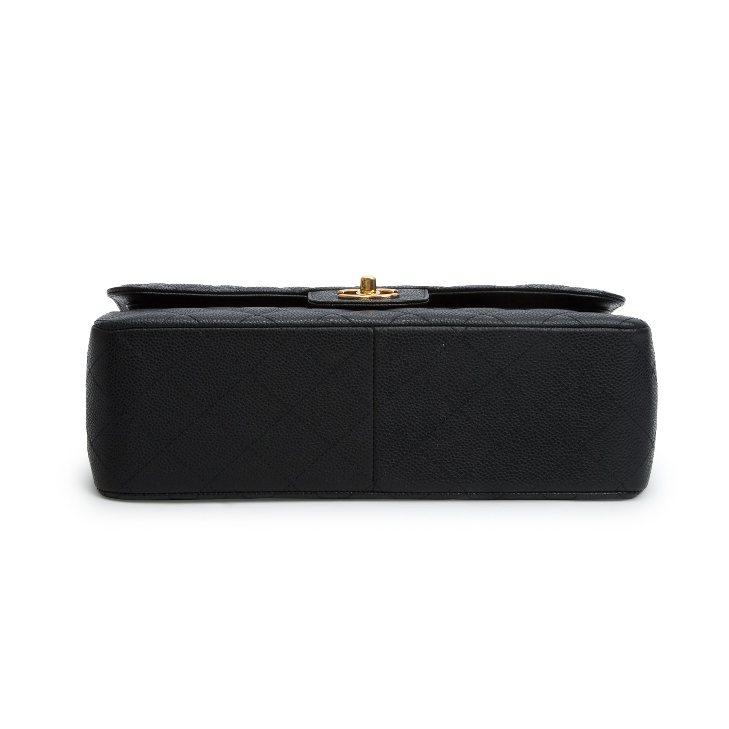 Chanel 2020 Black Quilted Caviar Leather Classic Jumbo Double Flap Bag
