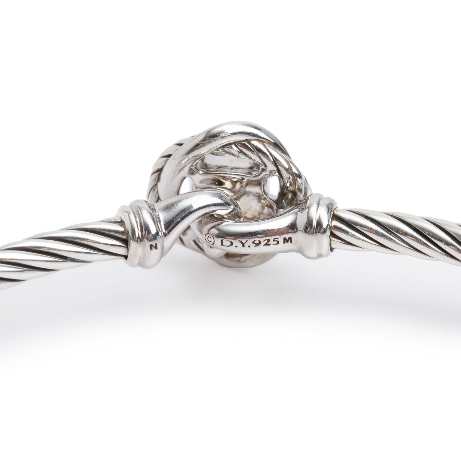 David Yurman Sterling Silver Diamond Infinity Station 3 MM Cable Bangle Bracelet
