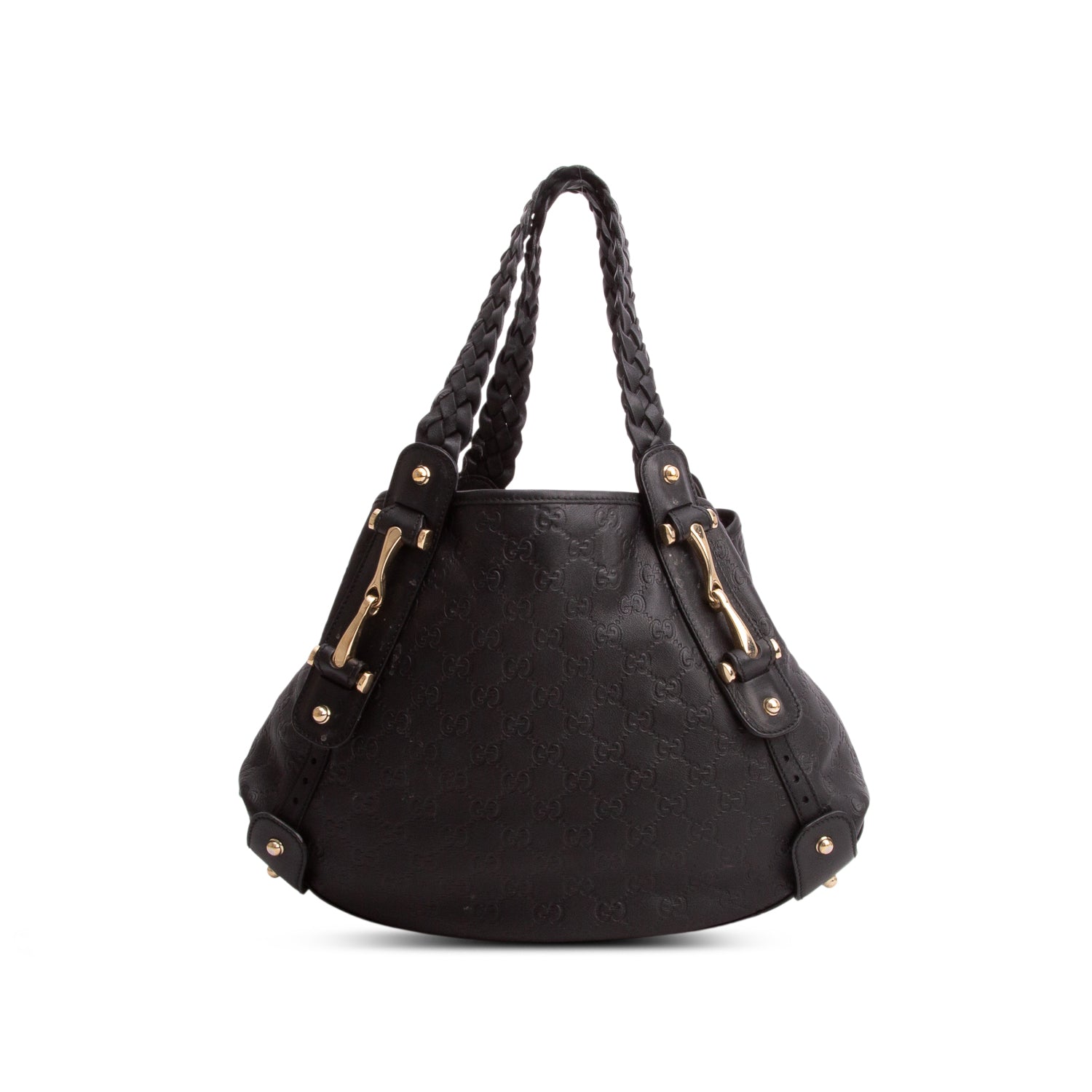 Gucci Black Leather Signature Medium Pelham Shoulder Bag