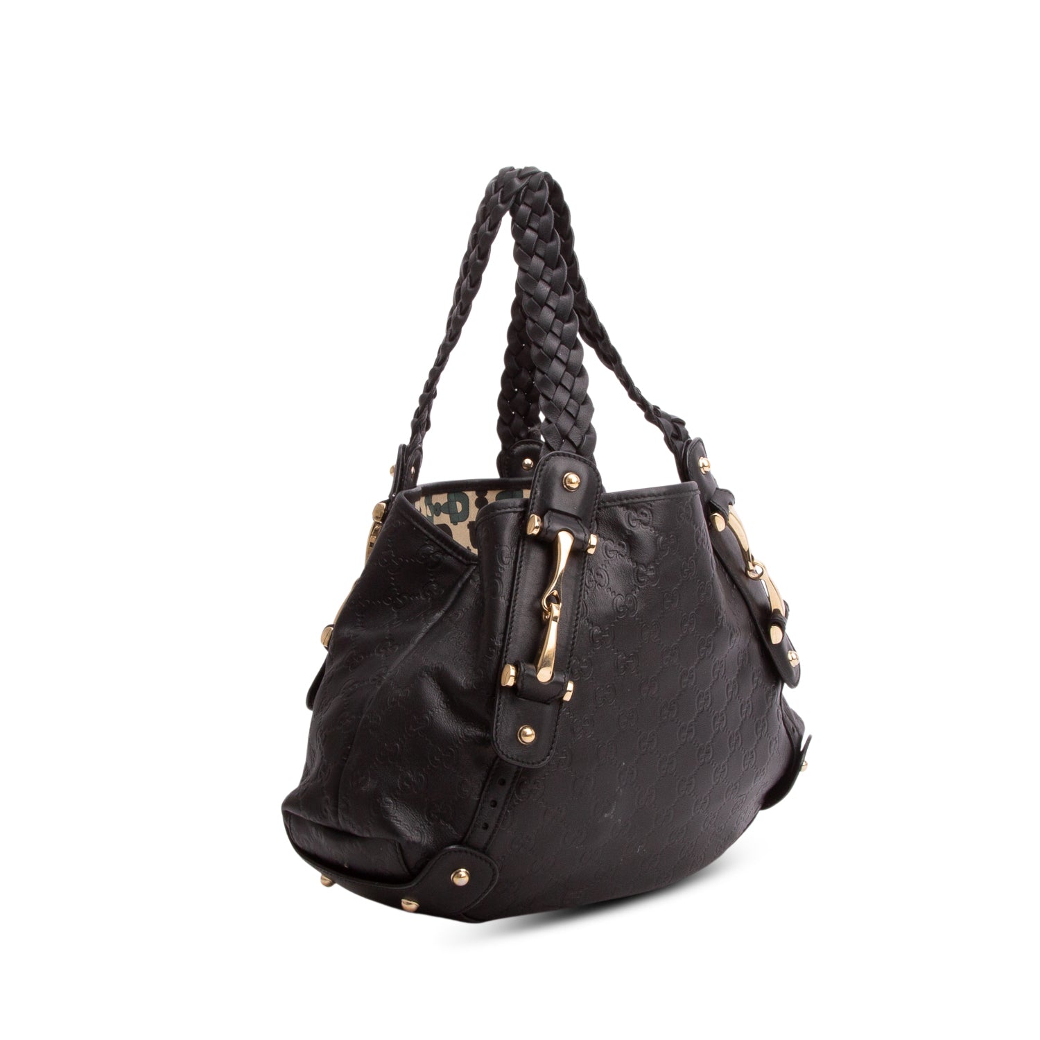 Gucci Black Leather Signature Medium Pelham Shoulder Bag