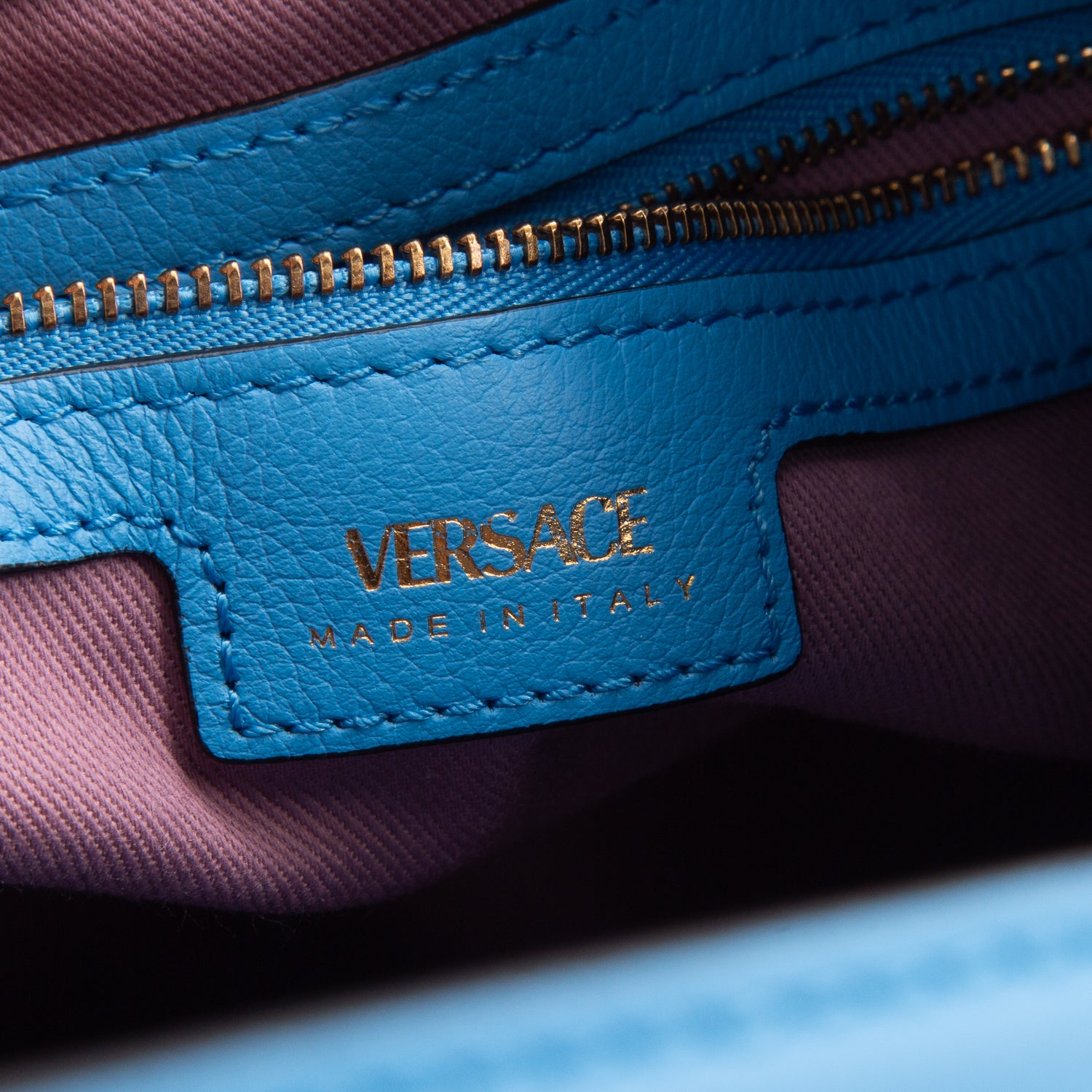 Versace Blue Grained Calfskin La Medusa Bucket Bag w/ Box & Straps