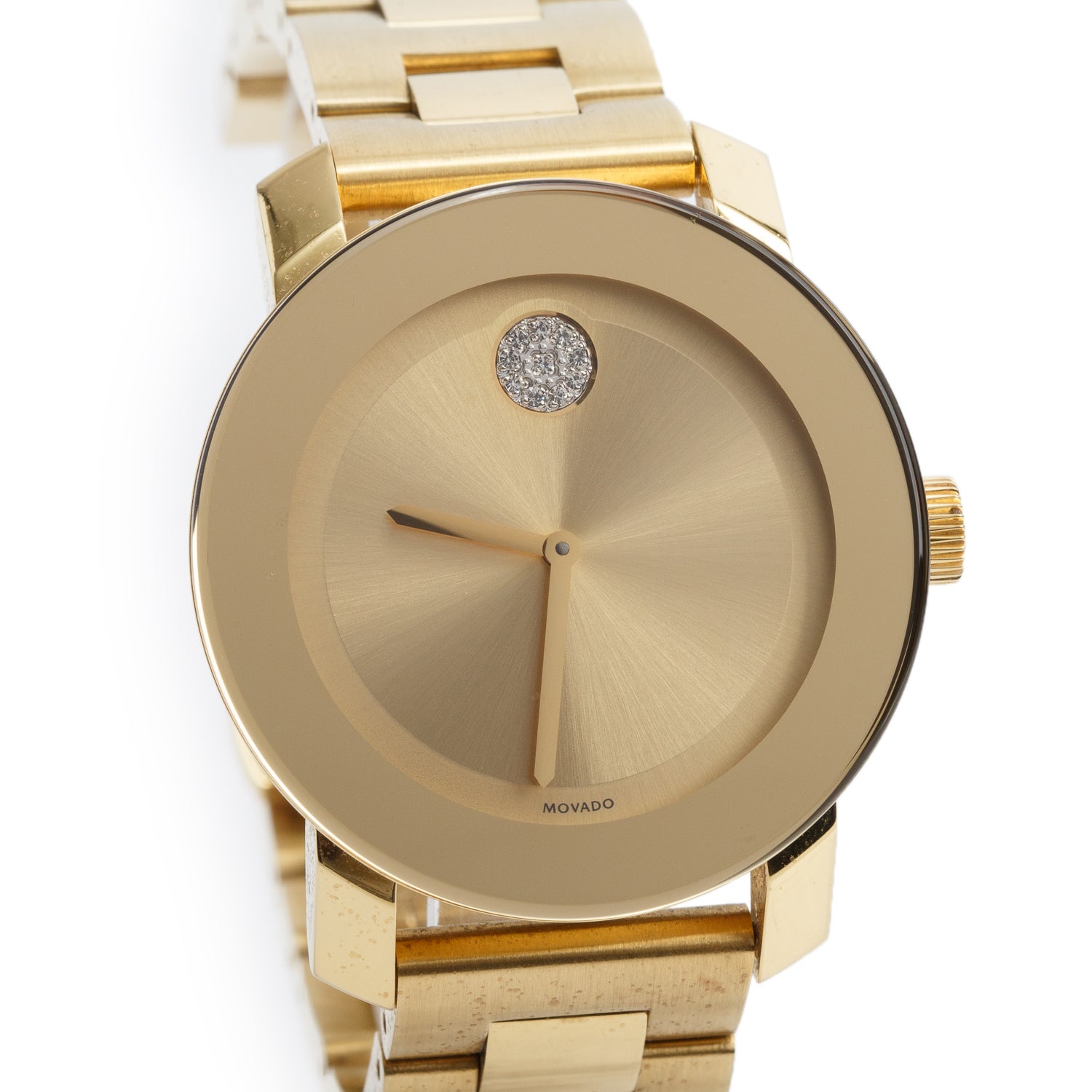 Movado Gold-Plated Stainless Steel Bold 36 MM Watch Gold Crystal Dial w/ Box & Papers