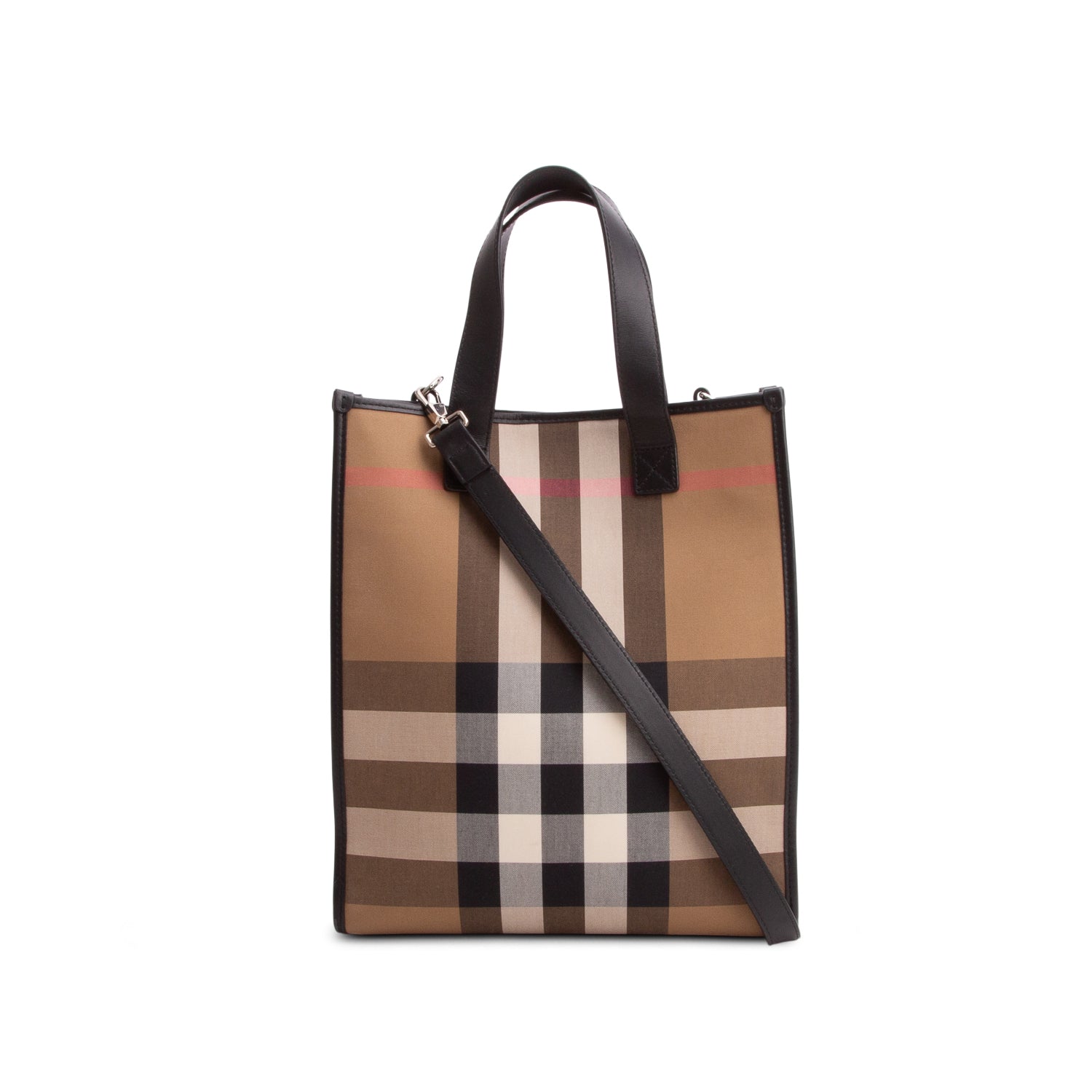 Burberry Brown Calfskin House Check Small N/S Tote w/ Strap
