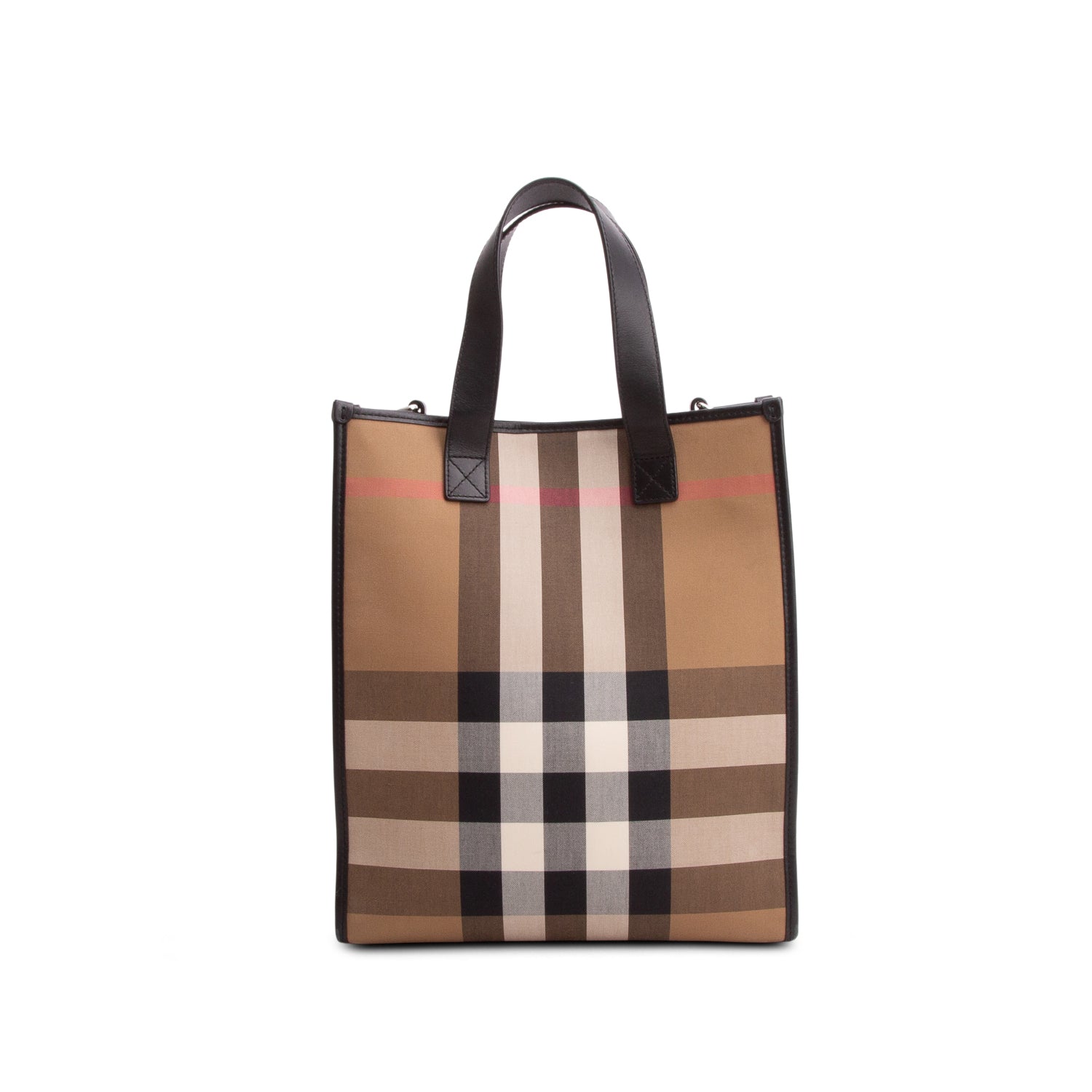 Burberry Brown Calfskin House Check Small N/S Tote w/ Strap