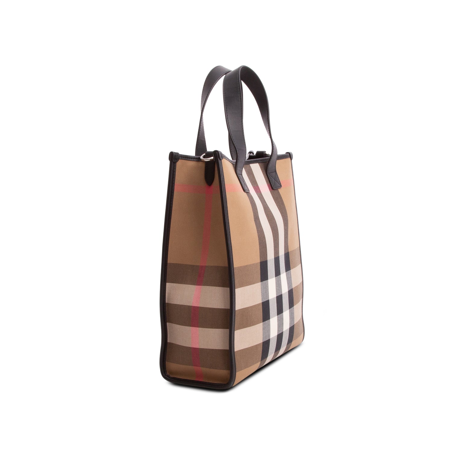 Burberry Brown Calfskin House Check Small N/S Tote w/ Strap