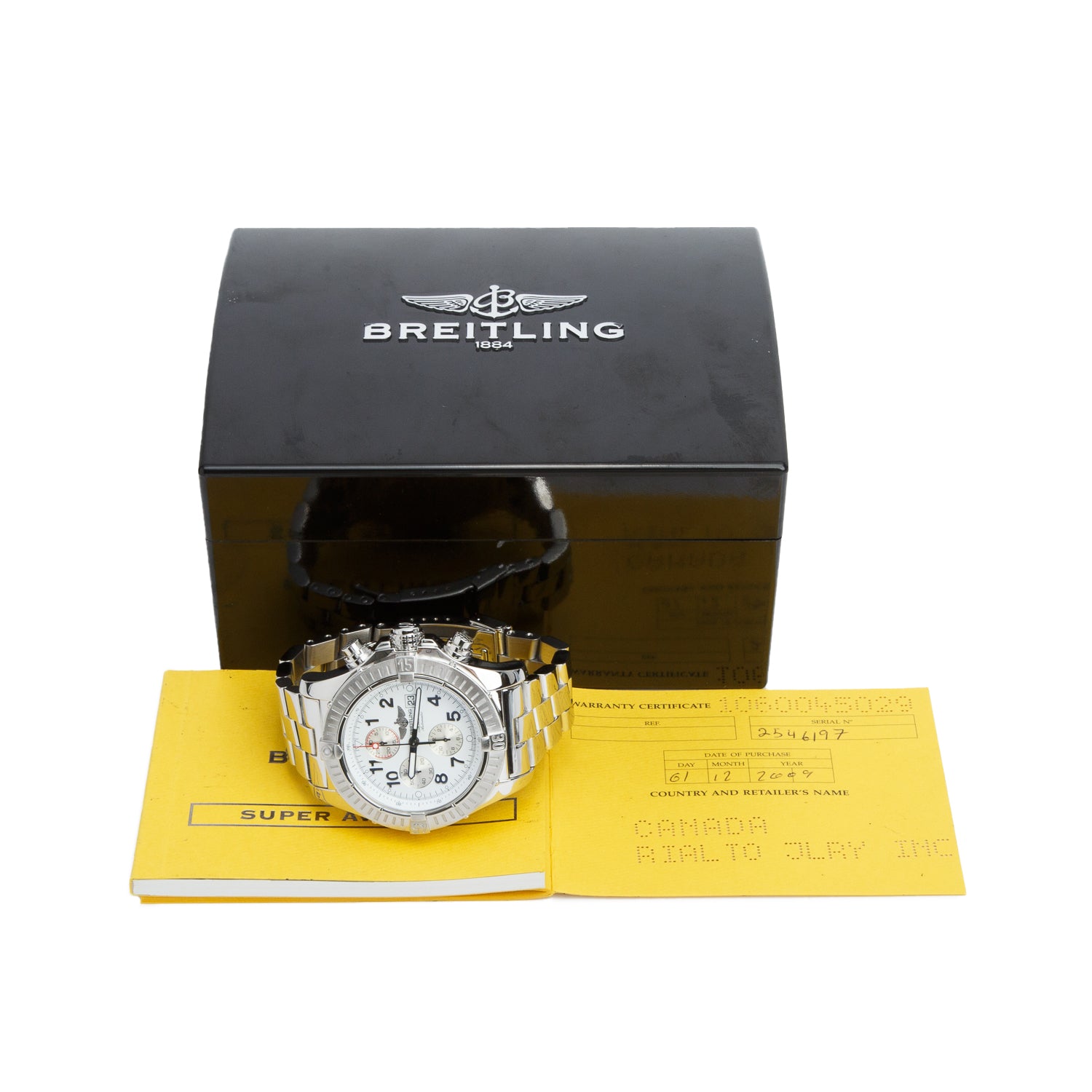 Breitling Stainless Steel Super Avenger 48 MM Automatic Chronograph Watch White Dial A13370 w/ Box & Papers