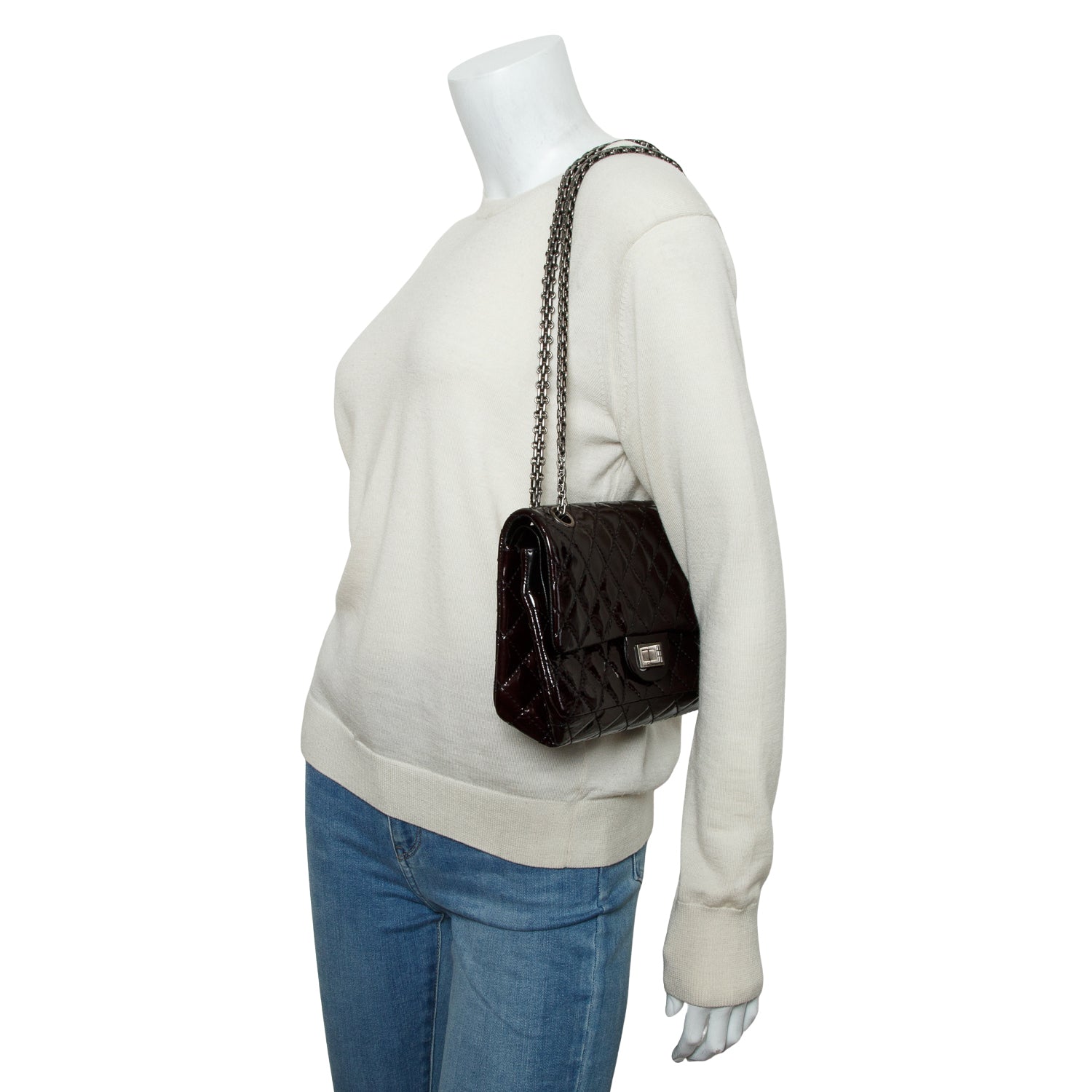 Chanel Black Patent Leather 2.55 Reissue 225 Double Flap Bag