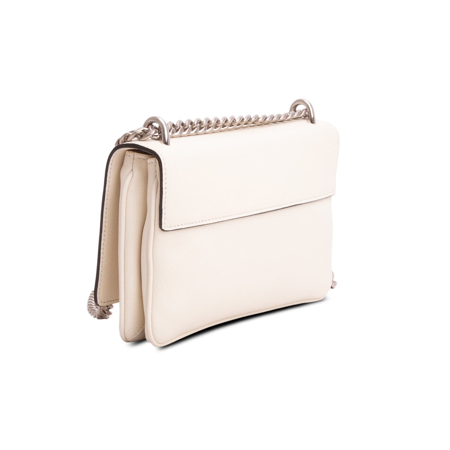 Prada White Glace Calfskin Chain Crossbody Bag