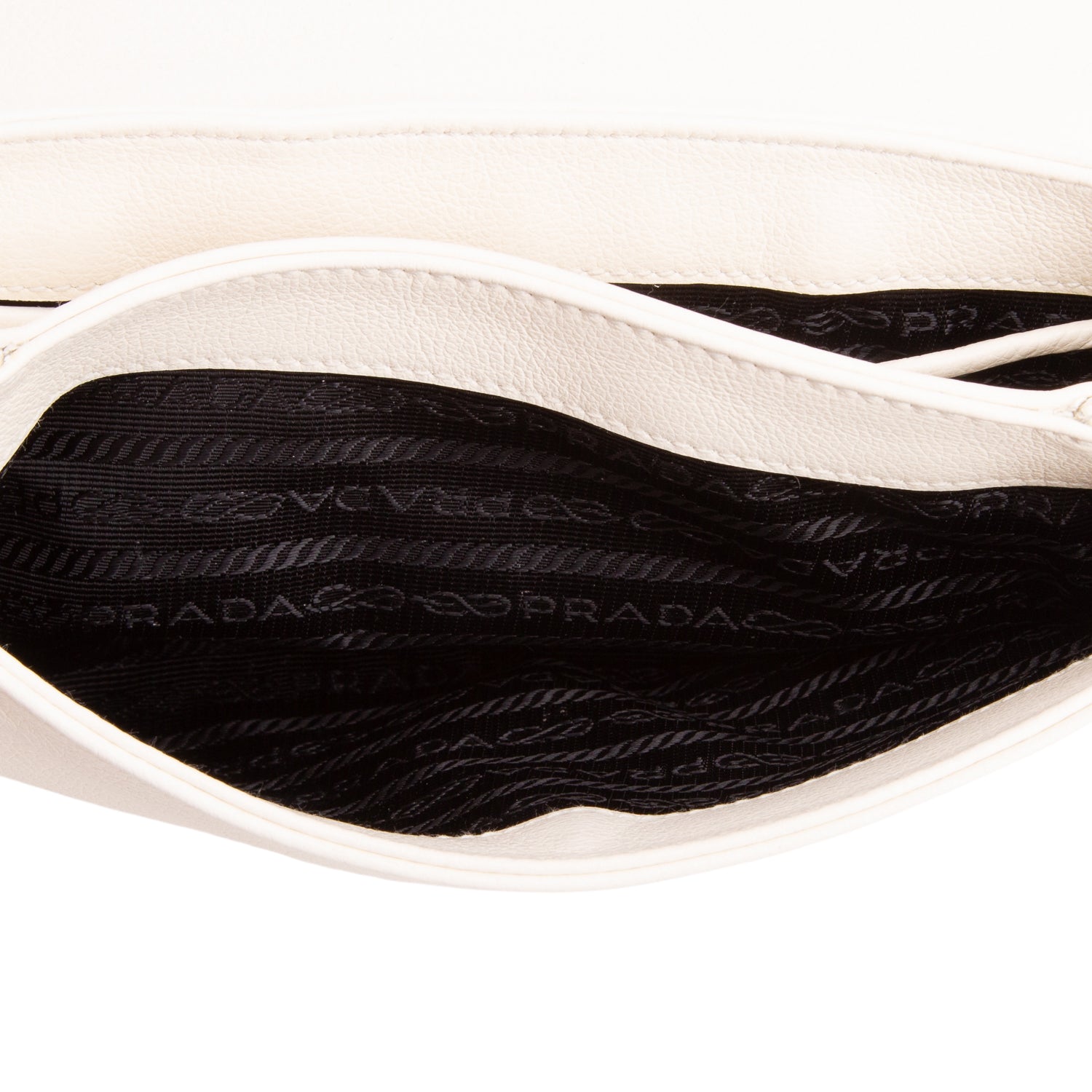 Prada White Glace Calfskin Chain Crossbody Bag