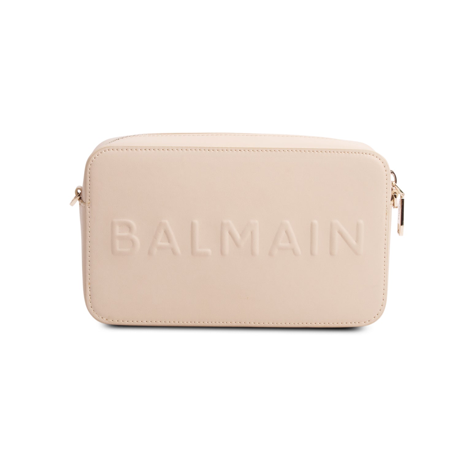 Balmain Beige Leather Camera Bag w/ Box & Strap