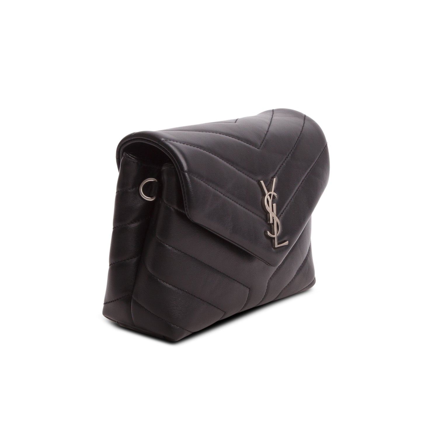 Saint Laurent Black Calfskin Y Quilted Monogram Toy Loulou Crossbody Bag w/ Box