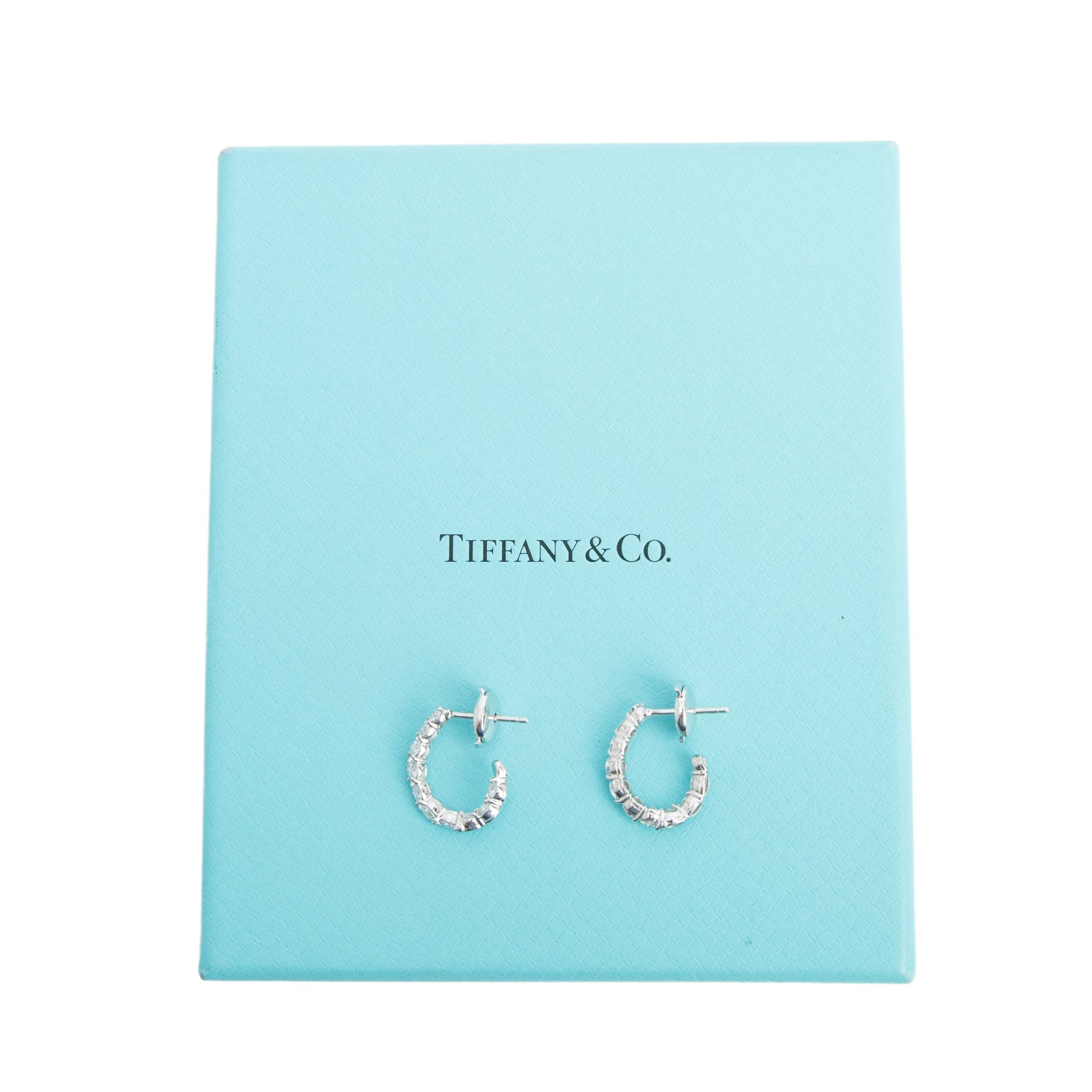 Tiffany & Co. Platinum & 18k White Gold Diamond Inside-Out Hoop Earrings w/ Box & Papers