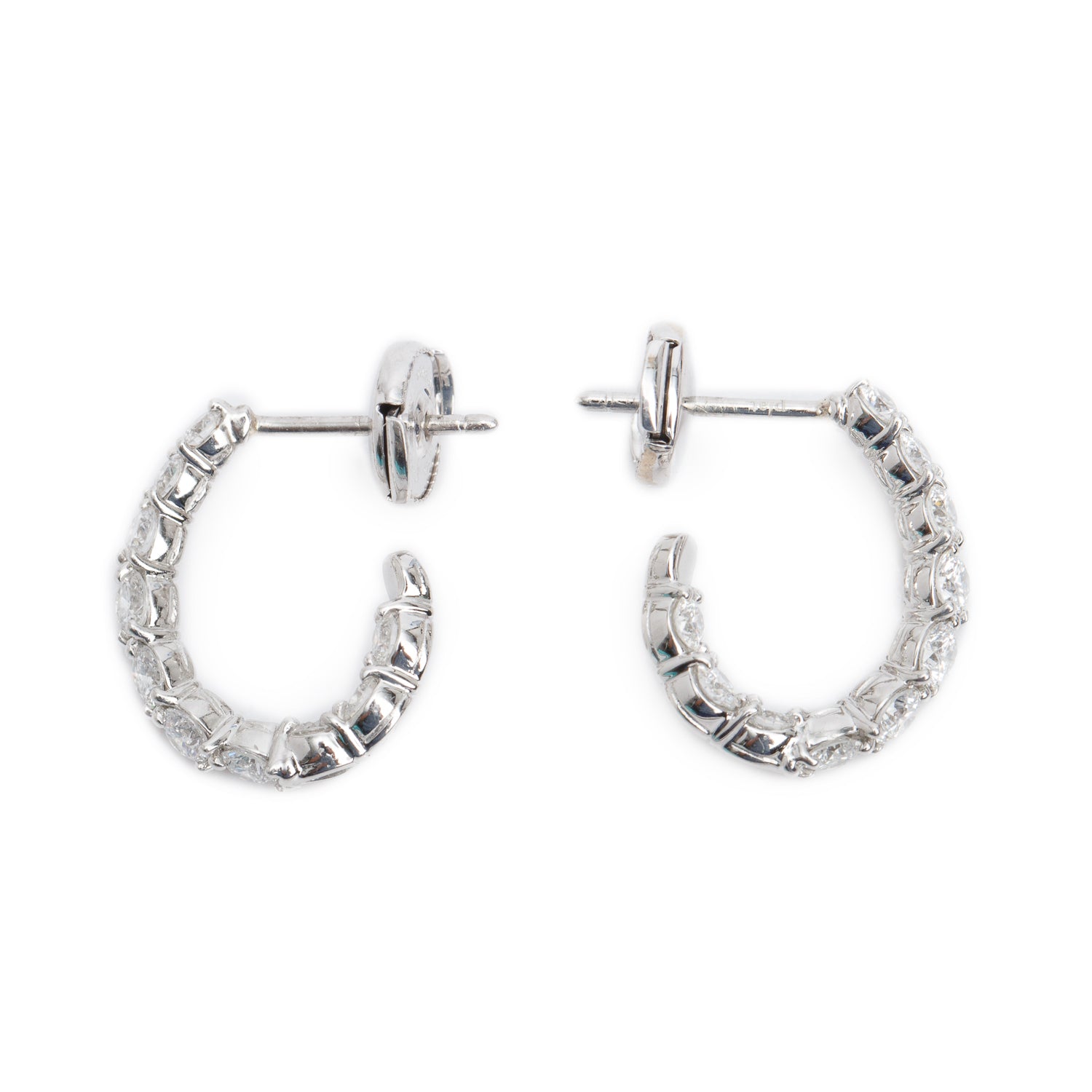 Tiffany & Co. Platinum & 18k White Gold Diamond Inside-Out Hoop Earrings w/ Box & Papers