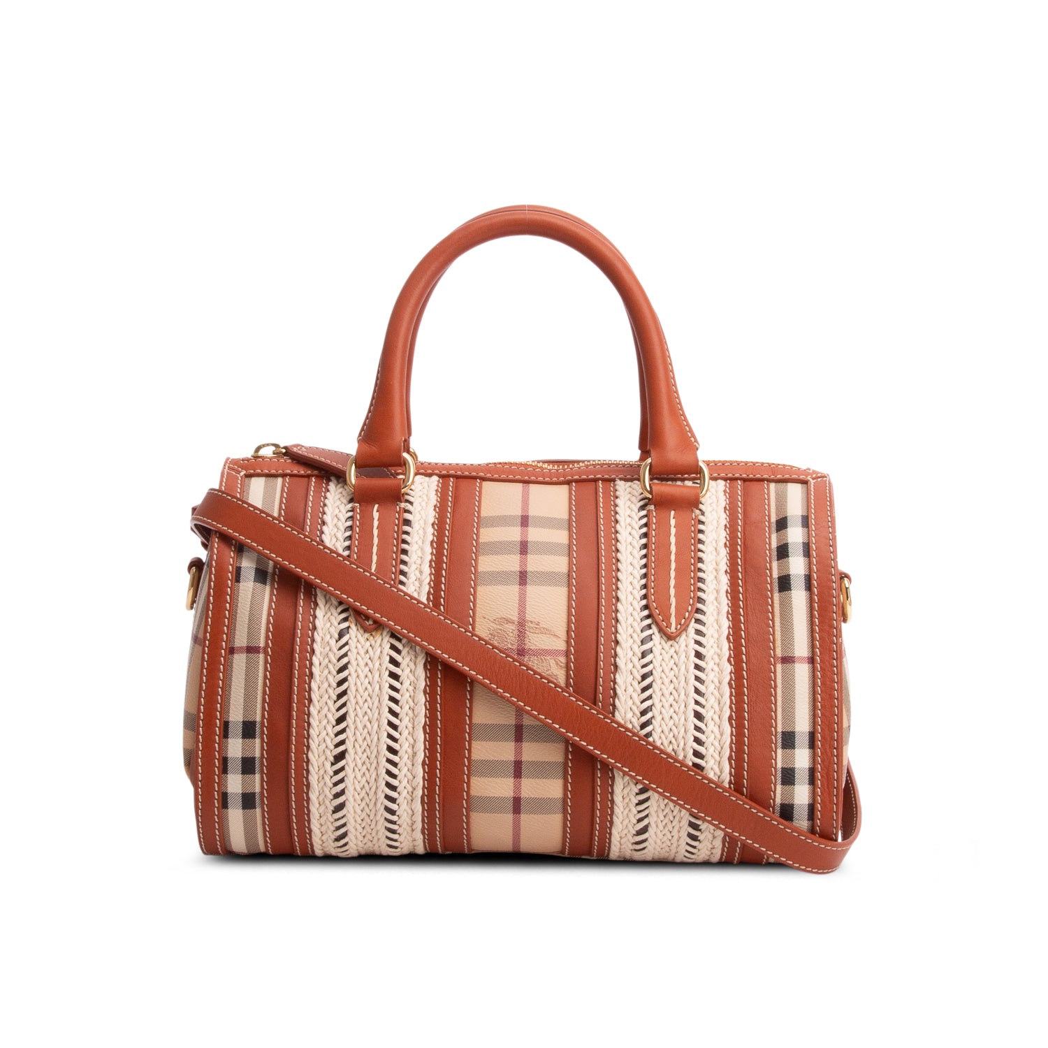 Burberry Beige Haymarket Rope Medium Alchester Satchel w/ Strap