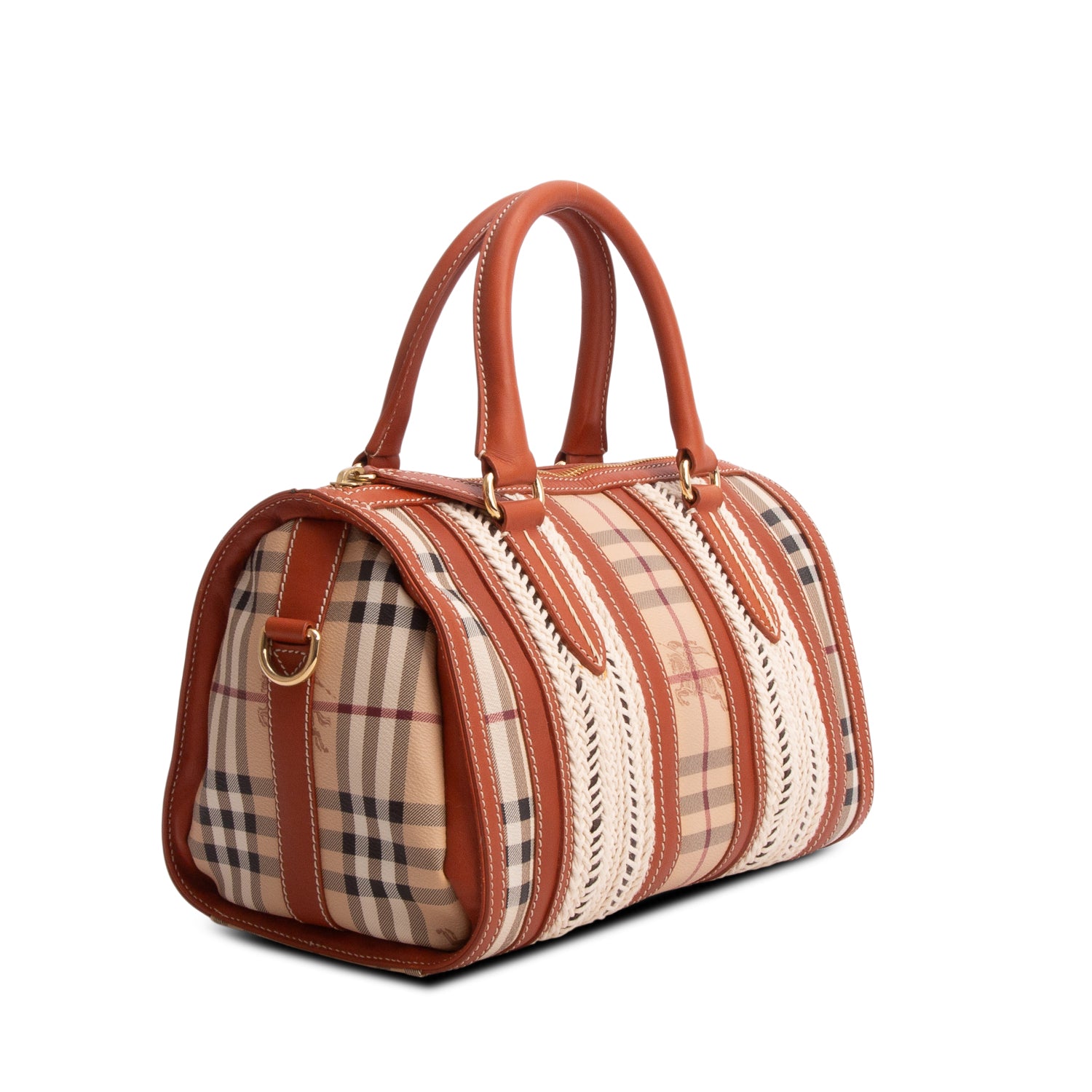 Burberry Beige Haymarket Rope Medium Alchester Satchel w/ Strap