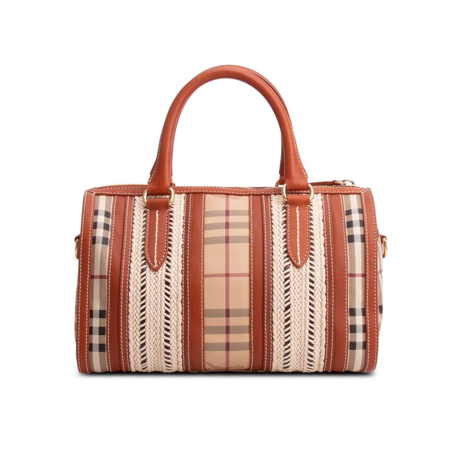 Burberry Beige Haymarket Rope Medium Alchester Satchel w/ Strap