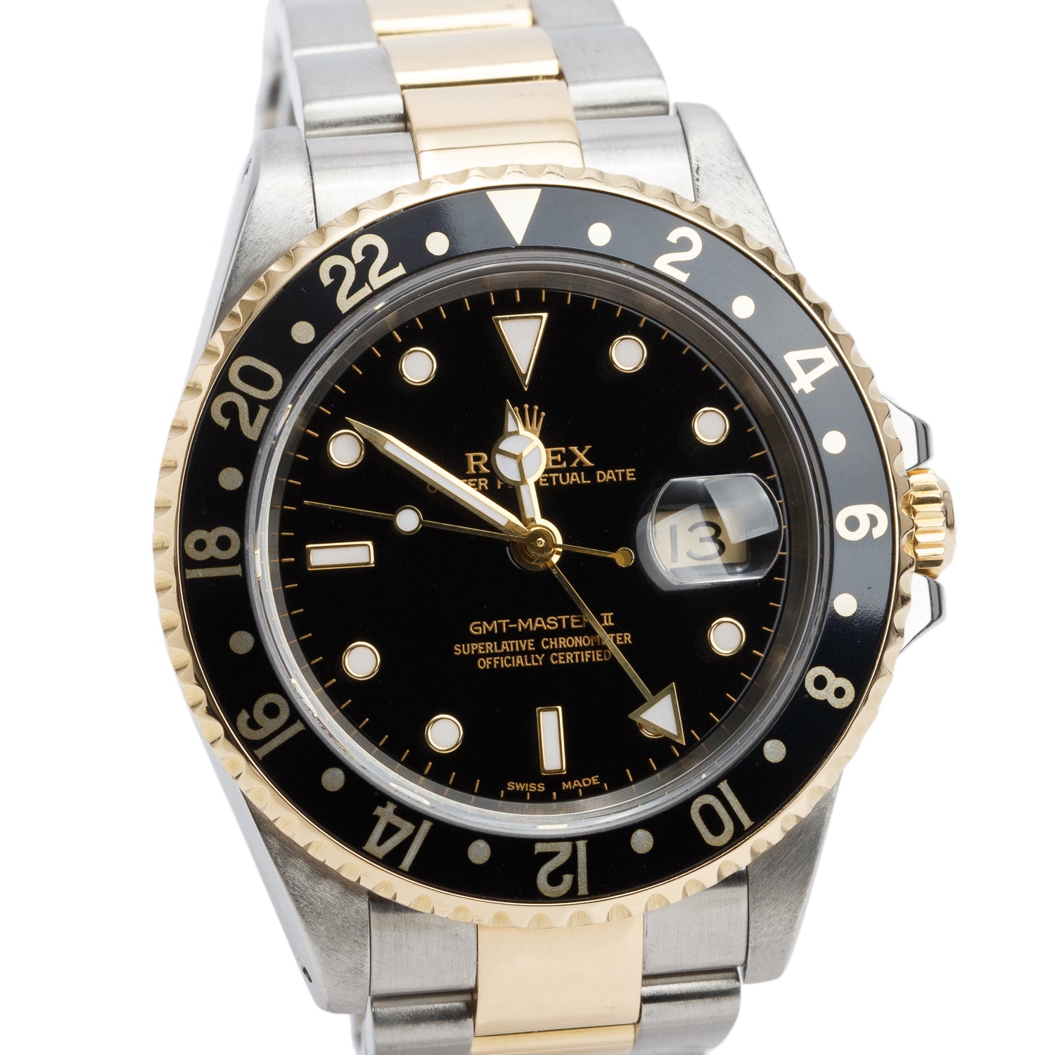 Rolex Stainless Steel & 18k Yellow Gold GMT-Master II 40 MM Automatic Watch Black Dial 16713