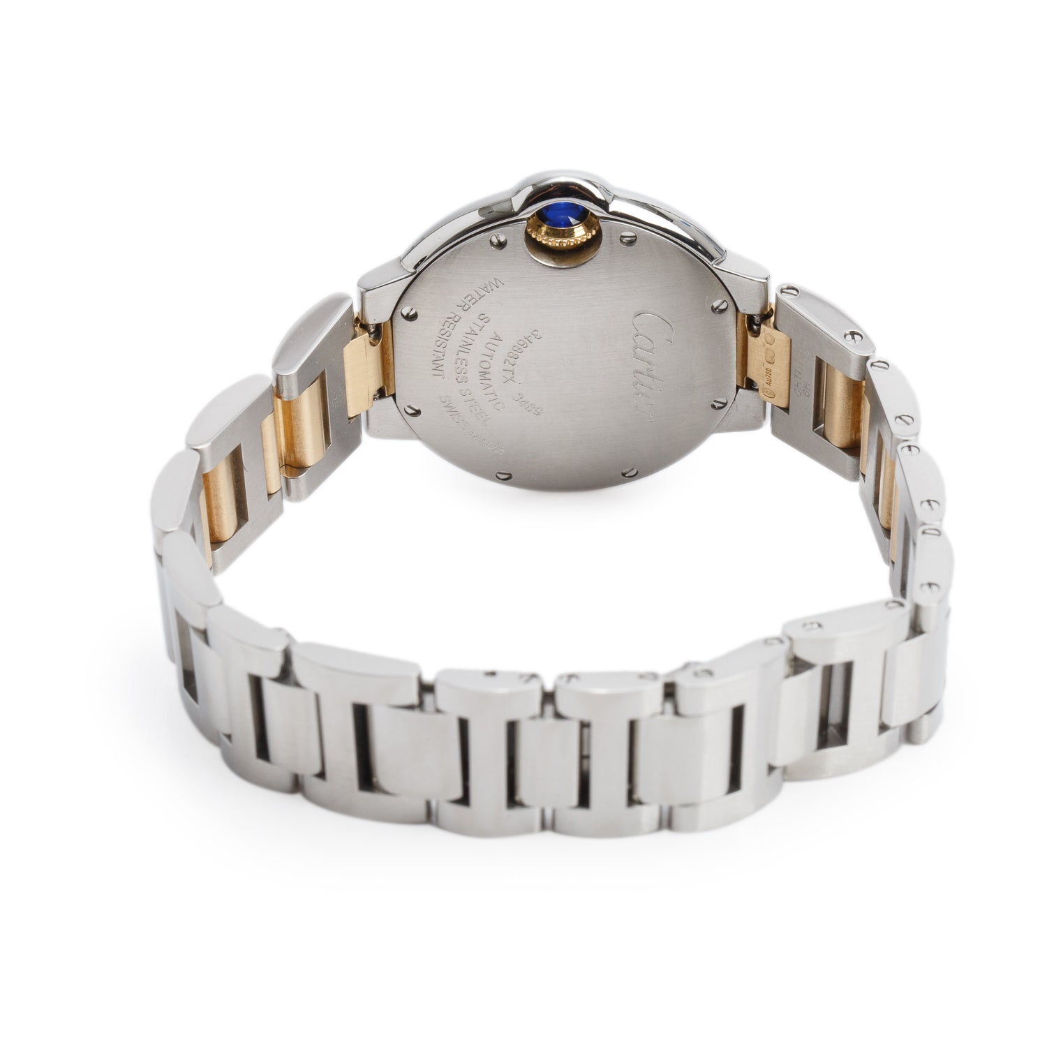 Cartier Stainless Steel & 18k Yellow Gold Ballon Bleu de Cartier 33 MM Automatic Watch Silver Dial 3489
