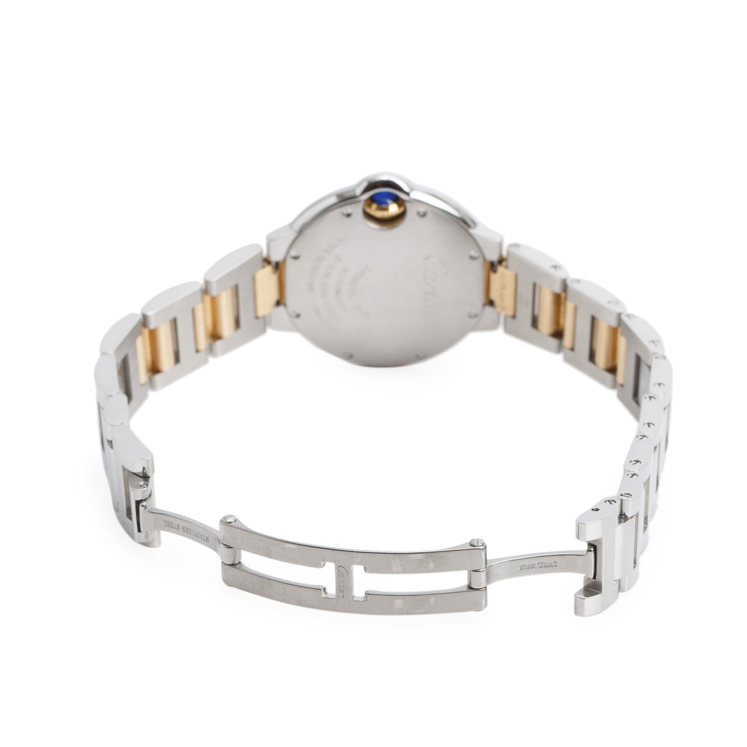 Cartier Stainless Steel & 18k Yellow Gold Ballon Bleu de Cartier 33 MM Automatic Watch Silver Dial 3489