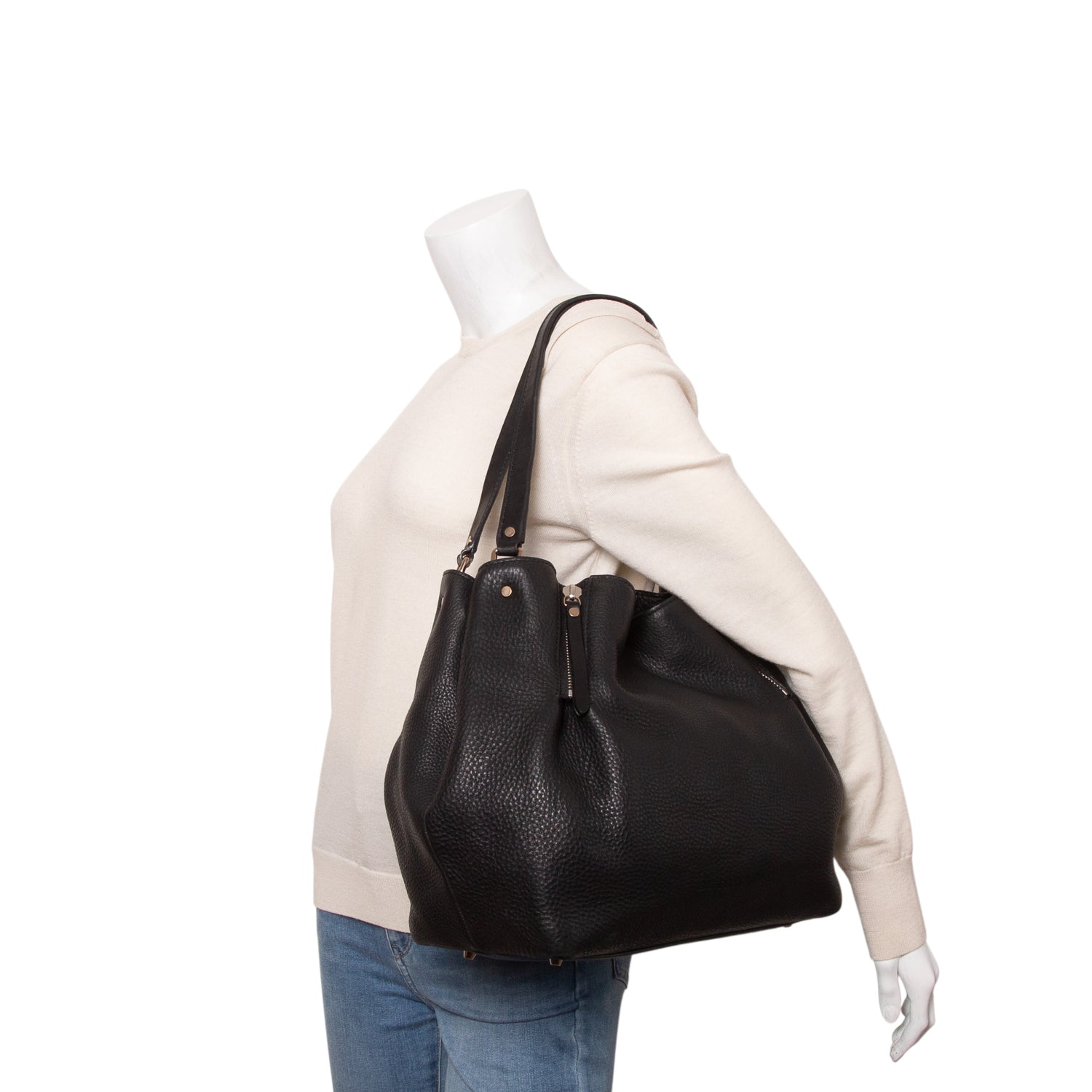 Burberry Black Grainy Calfskin Medium Maidstone