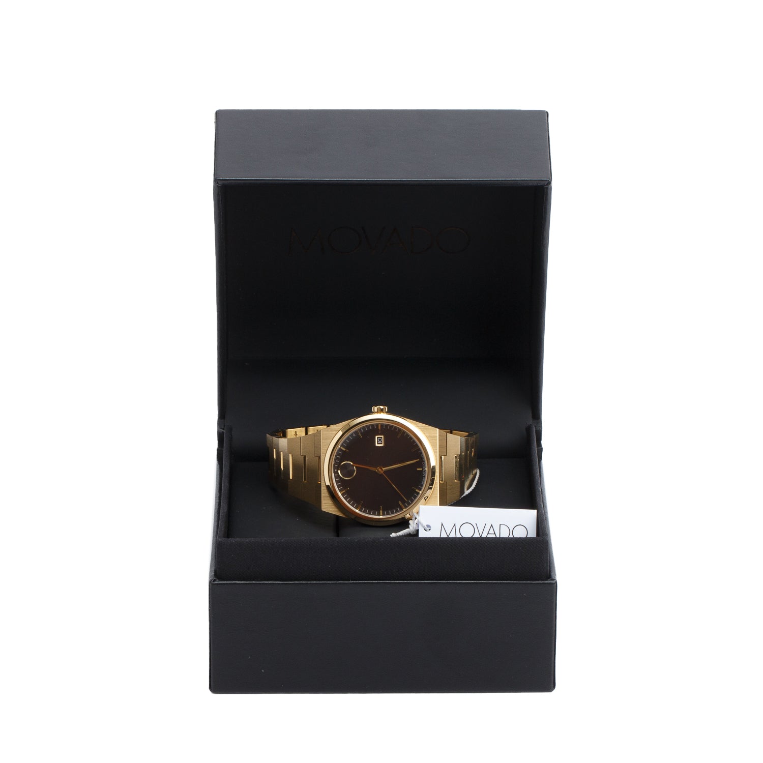 Movado Gold-Plated Stainless Steel Bold Quest 40 MM Quartz Watch Black Dial w/ Box