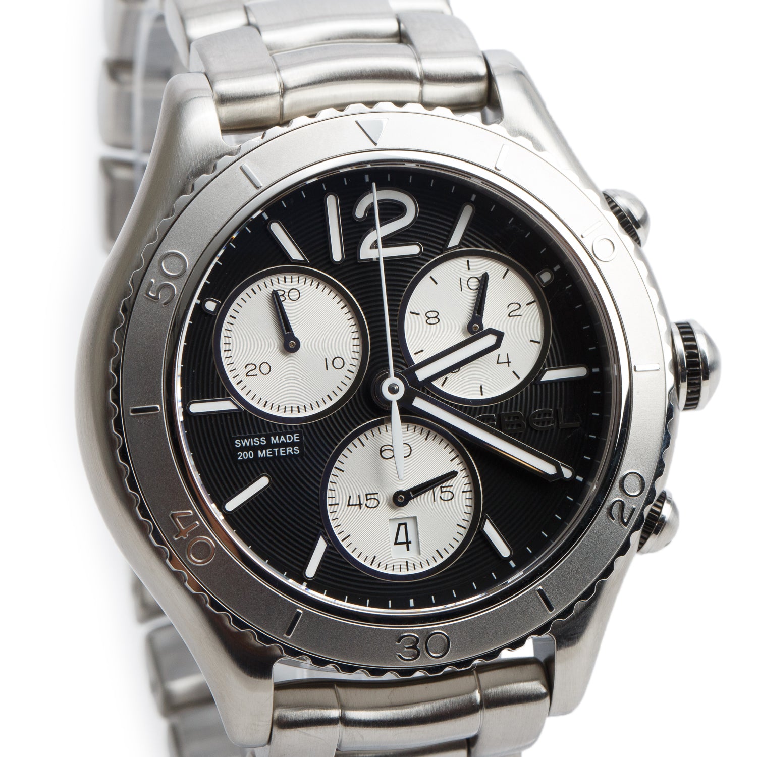 Ebel Stainless Steel X-1 43 MM Chronograph Quartz Watch Black Dial