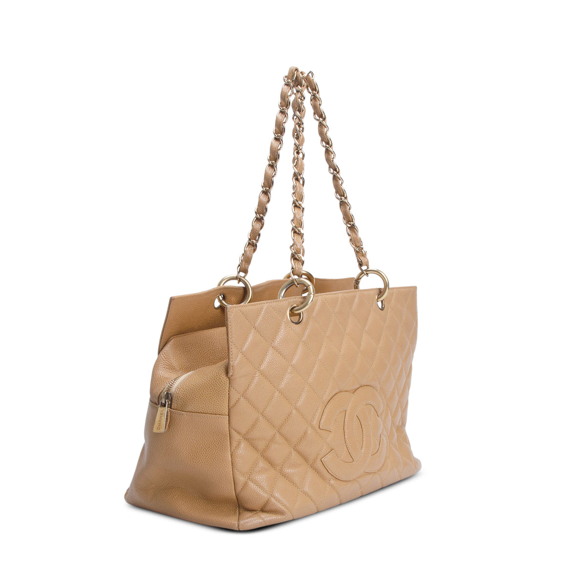 Chanel Beige Caviar Leather Petite Timeless Tote w/ Authenticity Card