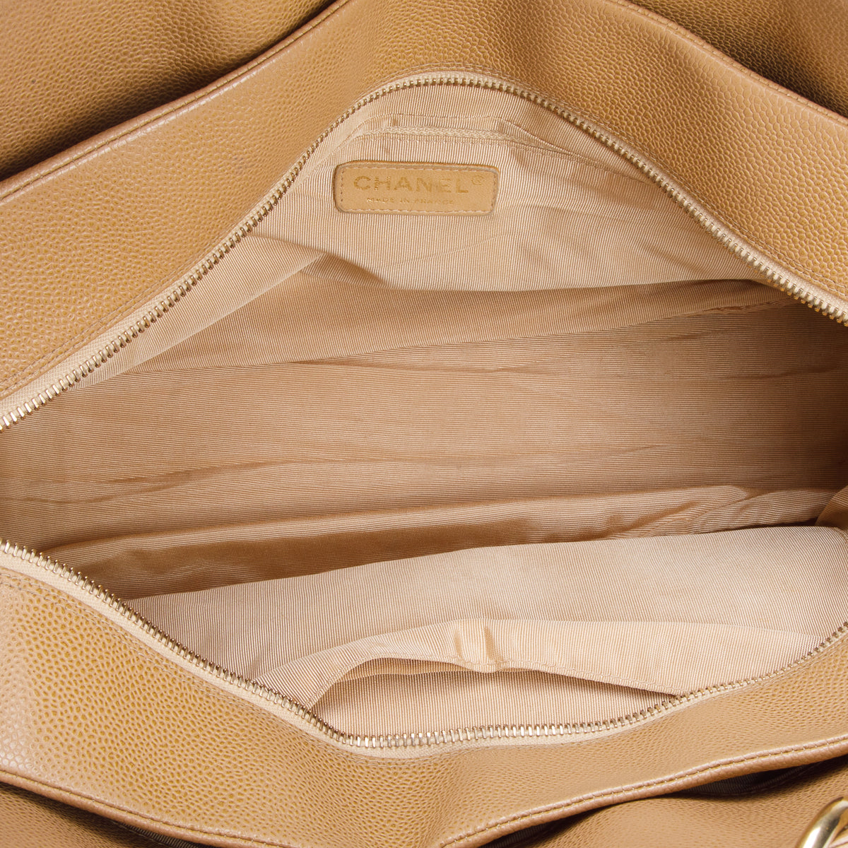 Chanel Beige Caviar Leather Petite Timeless Tote w/ Authenticity Card