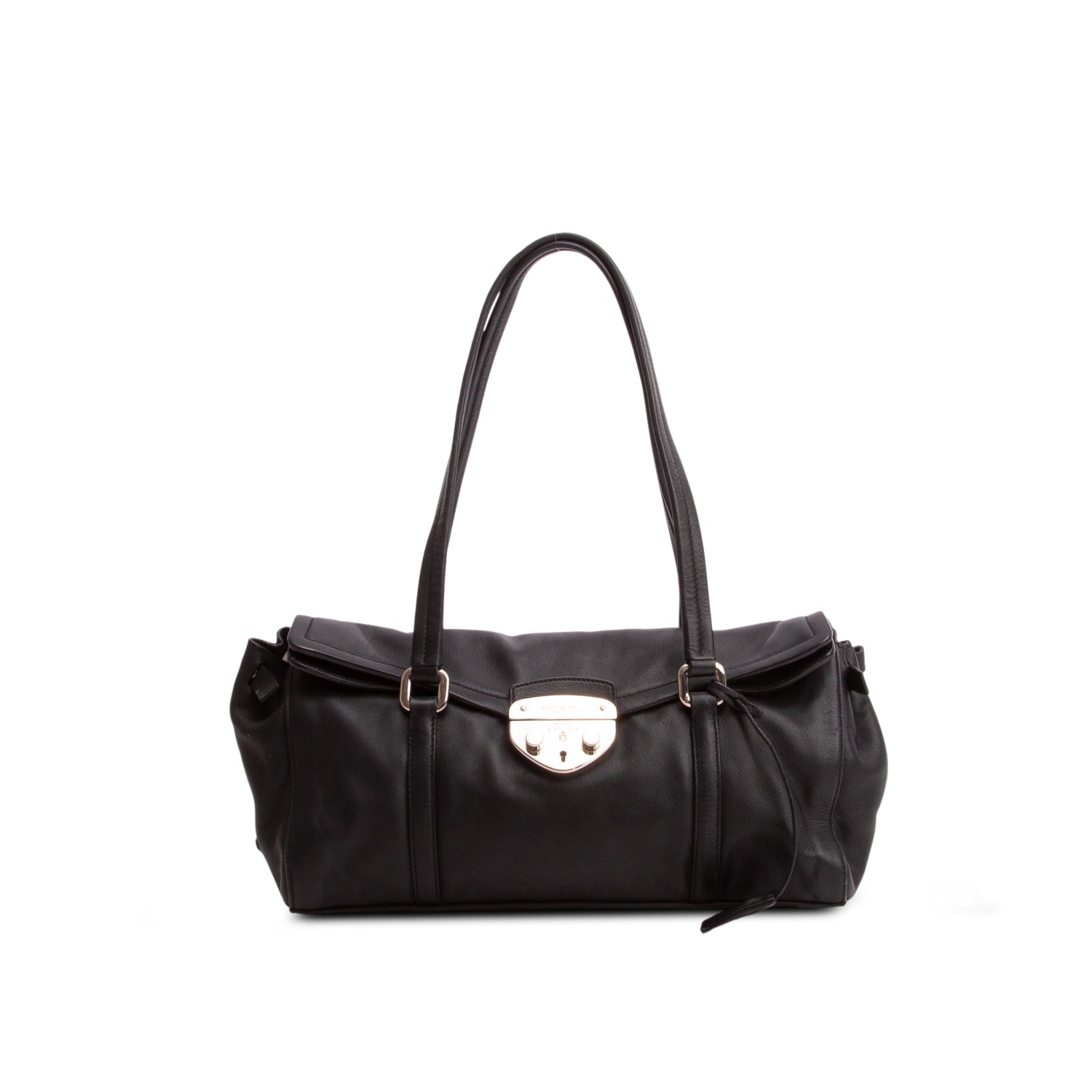 Prada Black Vitello Easy Lock Shoulder Bag w/ Authenticity Card
