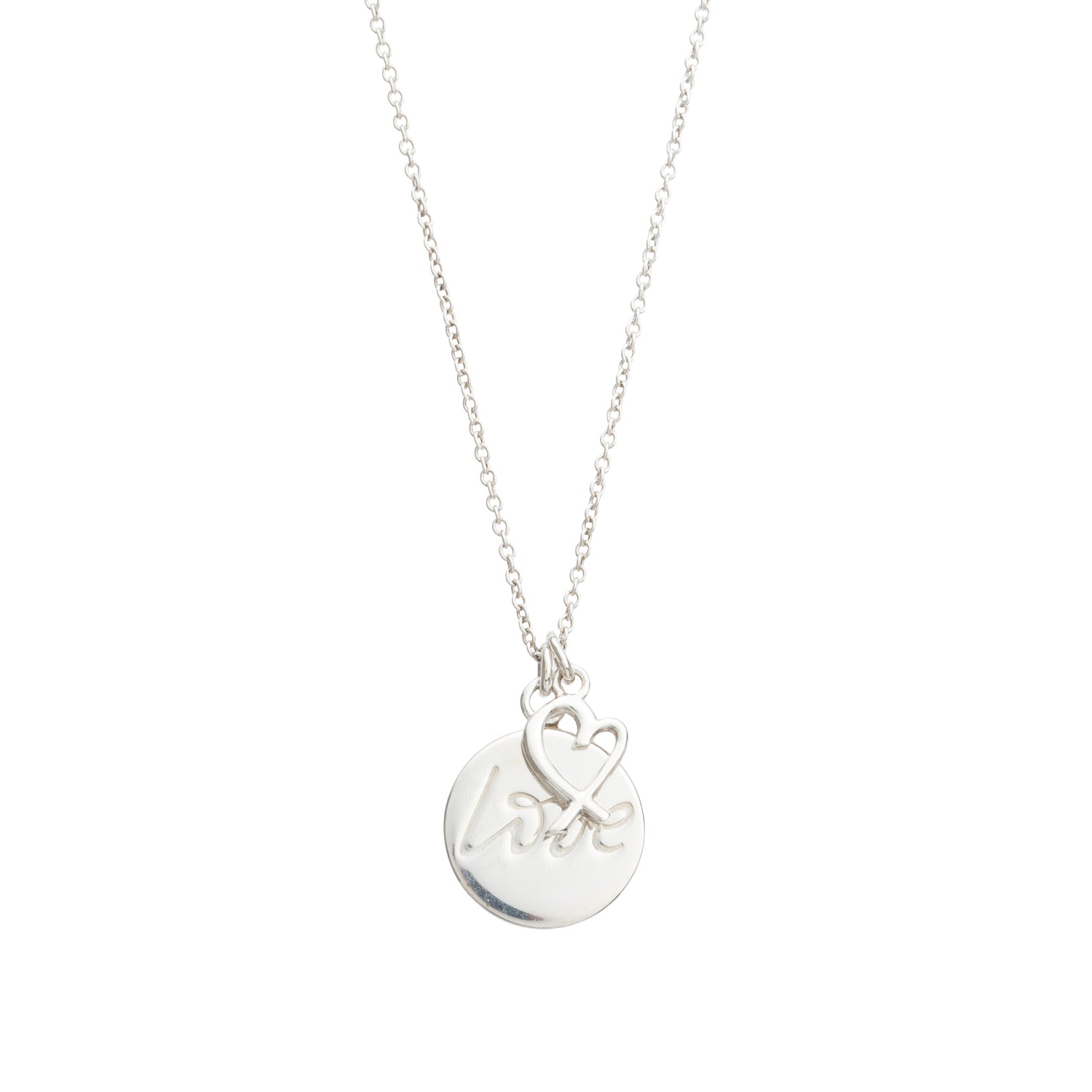Tiffany & Co. Paloma Picasso Sterling Silver Mini Loving Heart & Love Circle Pendant Necklace