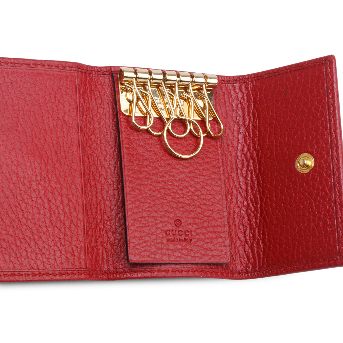 Gucci Red Leather GG Marmont 6 Key Case