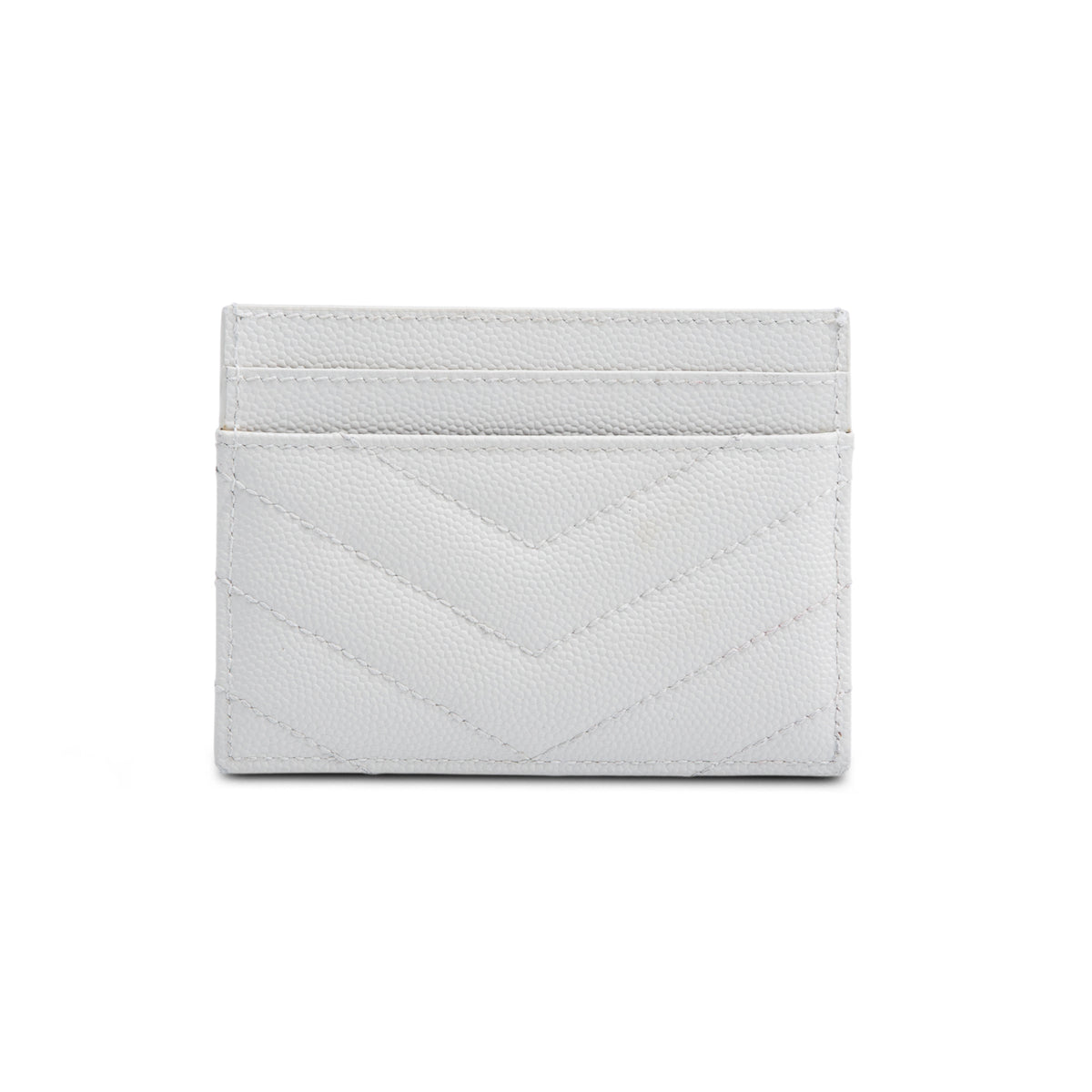 Saint Laurent White Grain de Poudre Cassandre Matelasse Card Case