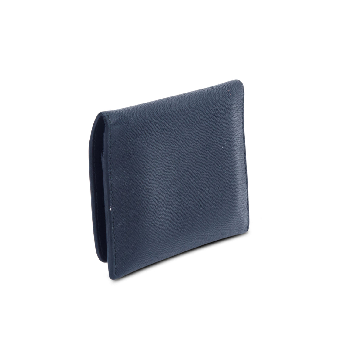 Prada Black Saffiano Metal Leather Card Holder Flap Wallet w/ Insert