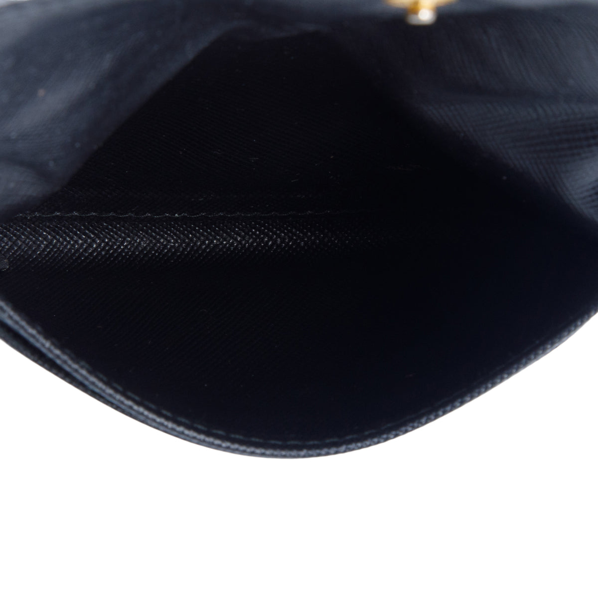 Prada Black Saffiano Metal Leather Card Holder Flap Wallet w/ Insert
