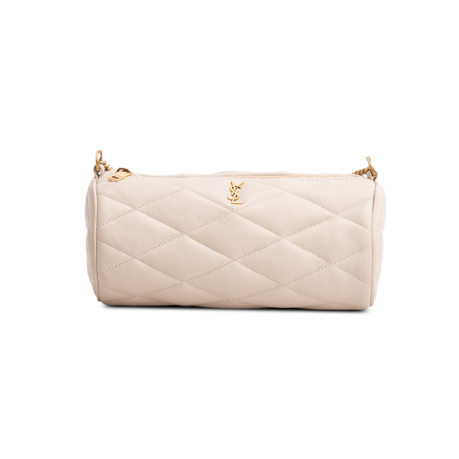Saint Laurent 2022 Ivory Quilted Lambskin Leather Mini Sade Tube Bag