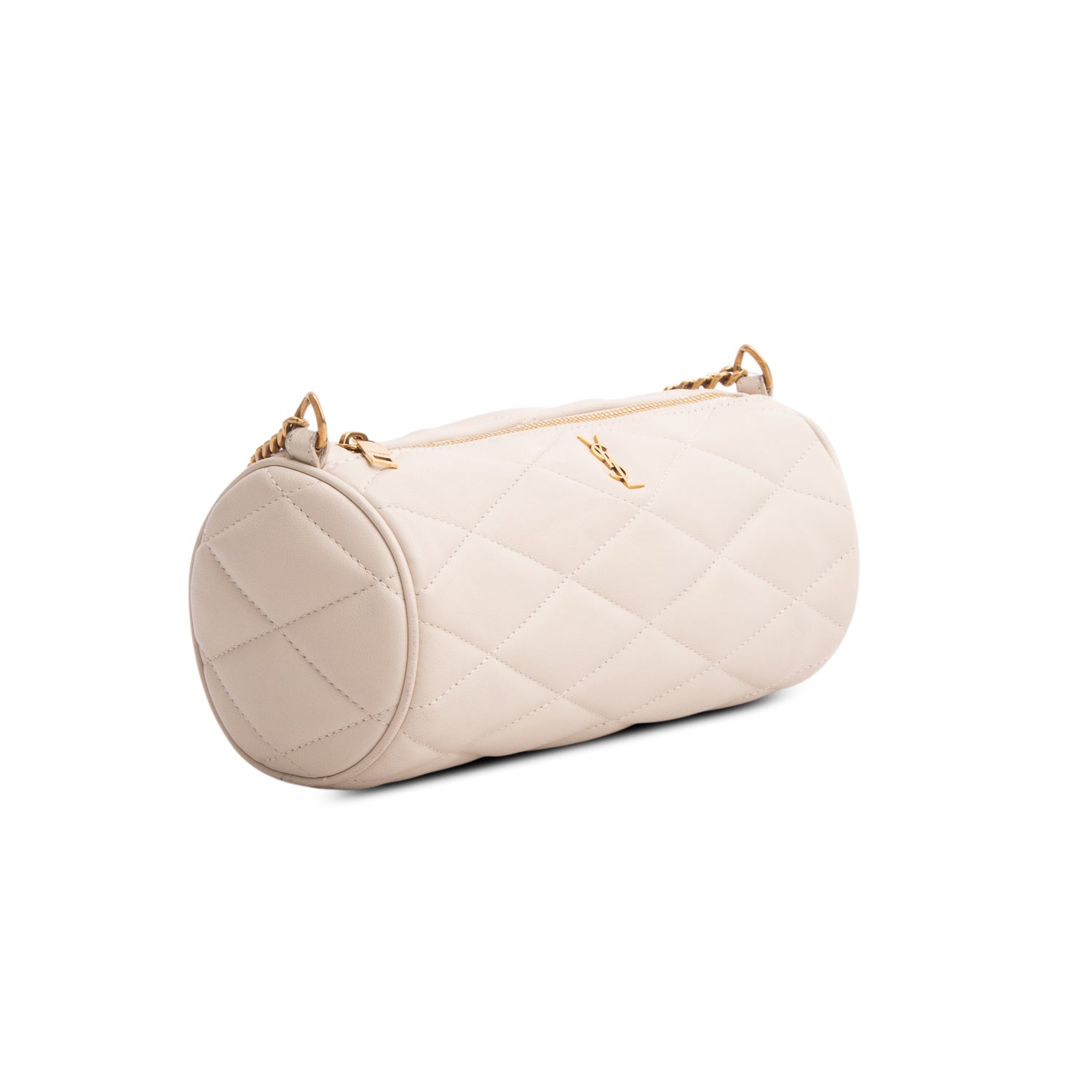 Saint Laurent 2022 Ivory Quilted Lambskin Leather Mini Sade Tube Bag