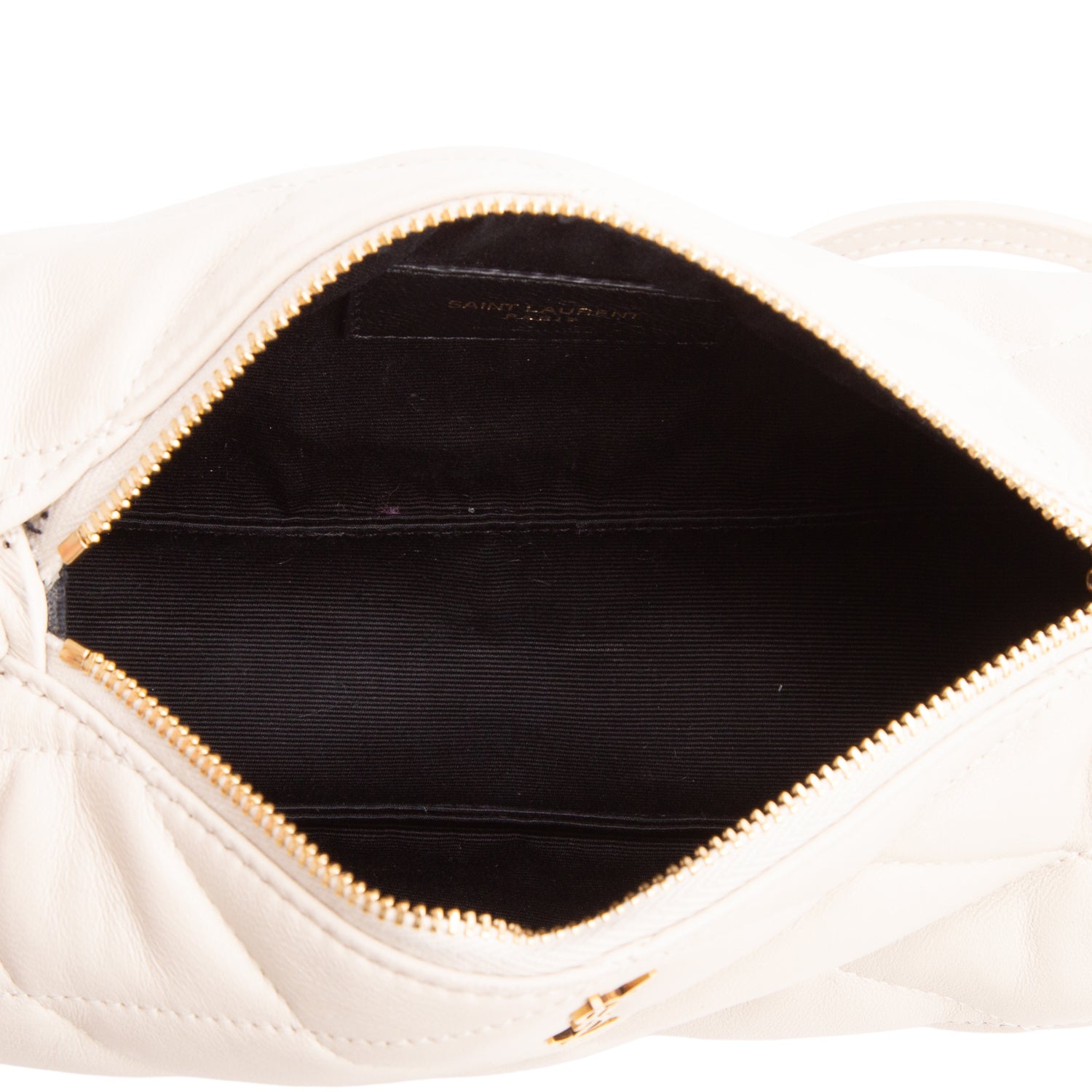 Saint Laurent 2022 Ivory Quilted Lambskin Leather Mini Sade Tube Bag