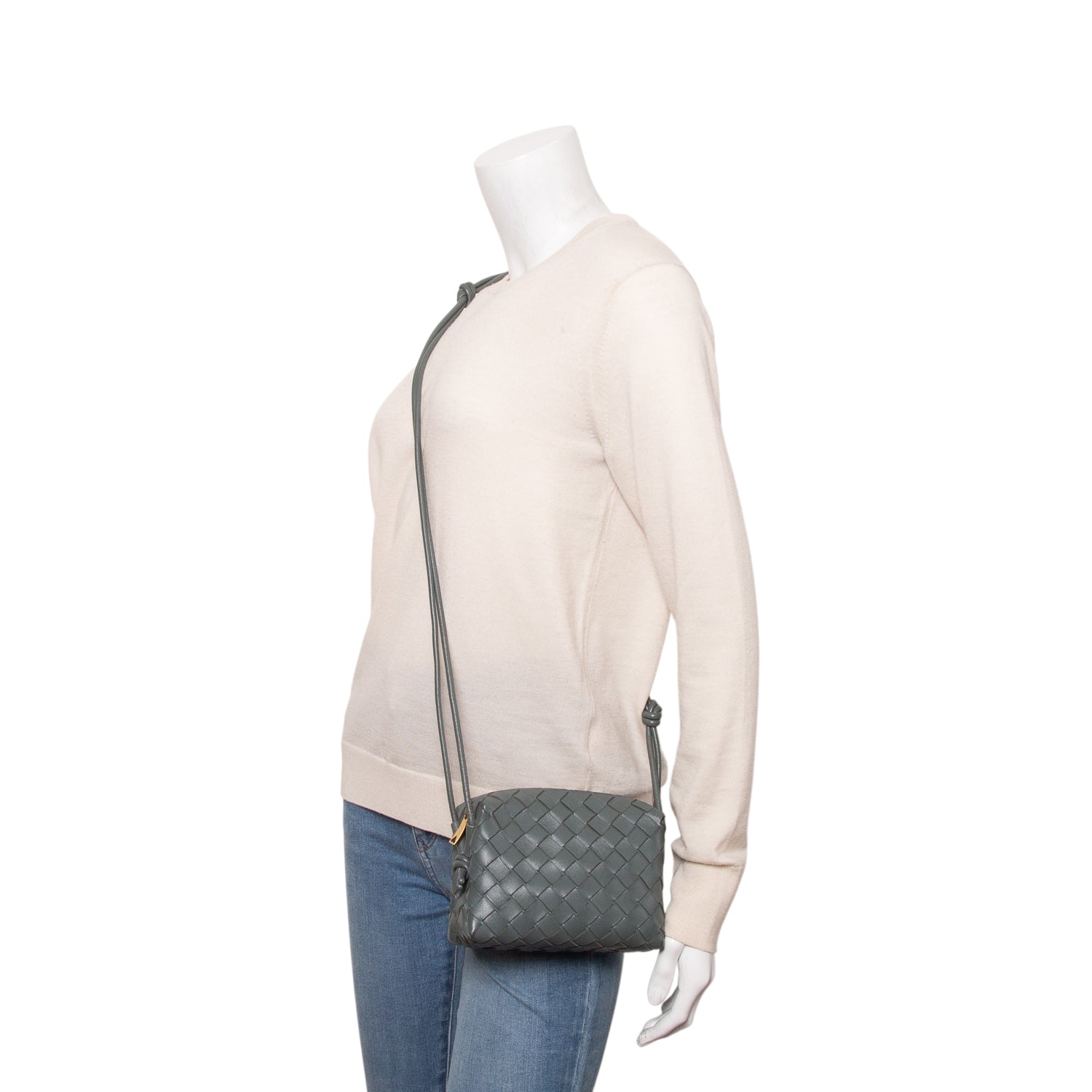 Bottega Veneta Grey Nappa Intrecciato Mini Loop Camera Bag