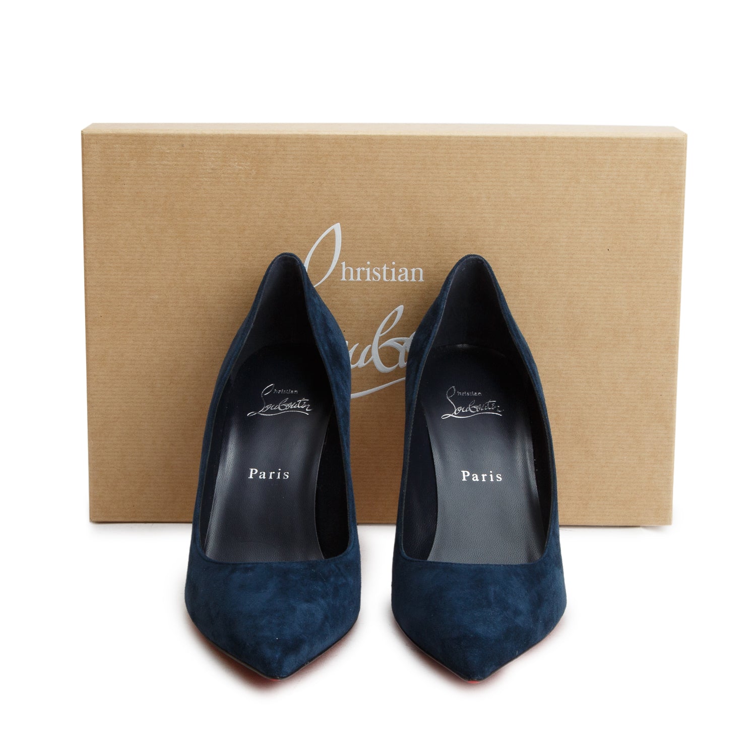 Christian Louboutin Navy Suede Kate 85 Pumps, Size 40 w/ Box